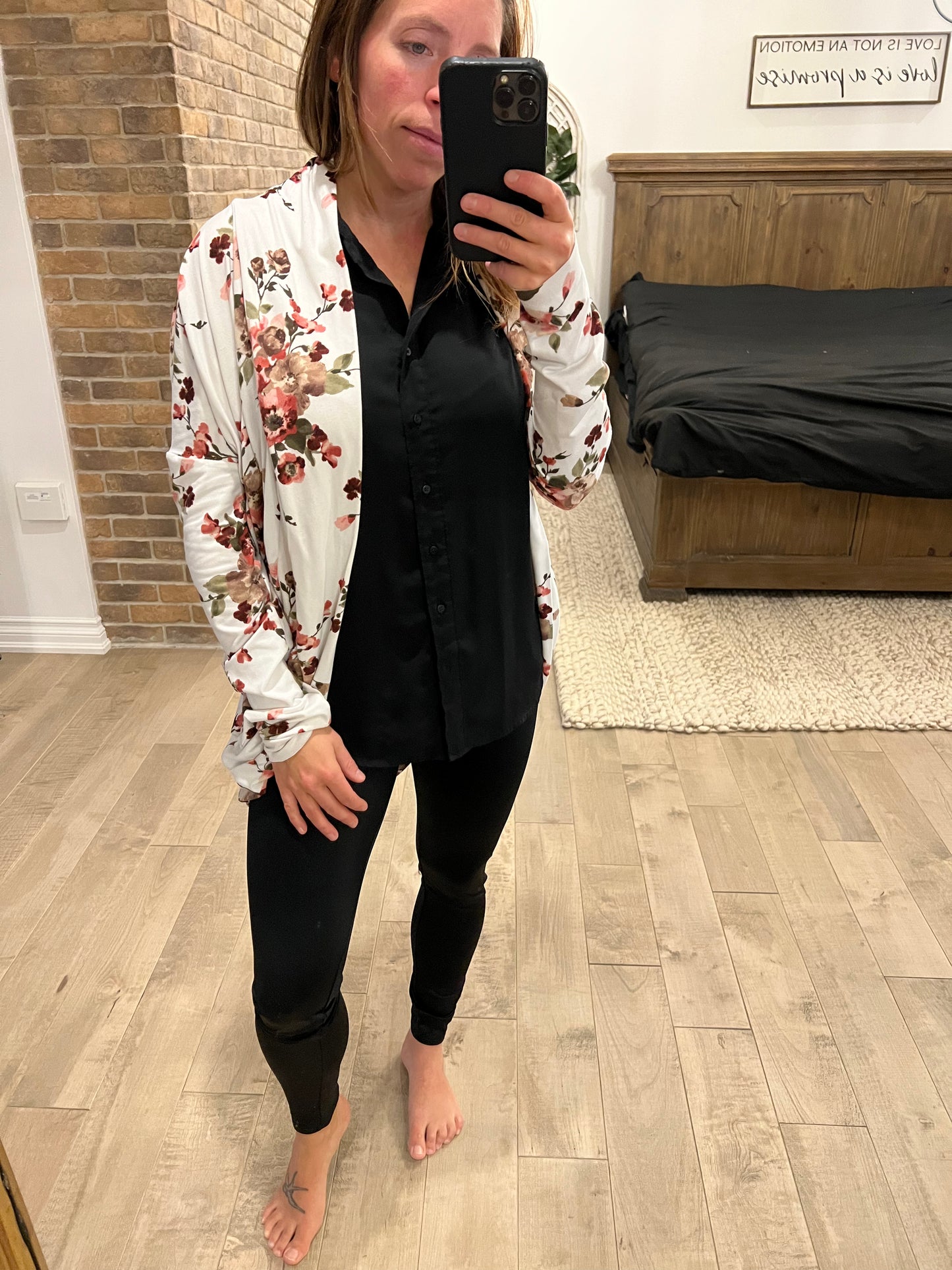 cardigan blanc fleuri