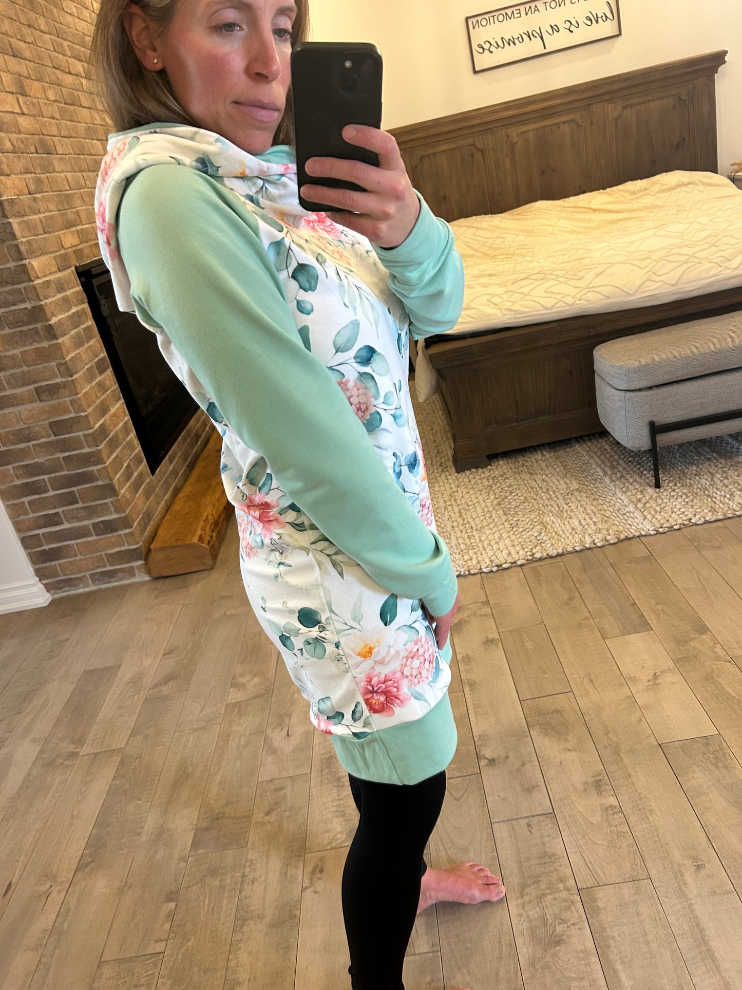 robe velour fleurs et pistache