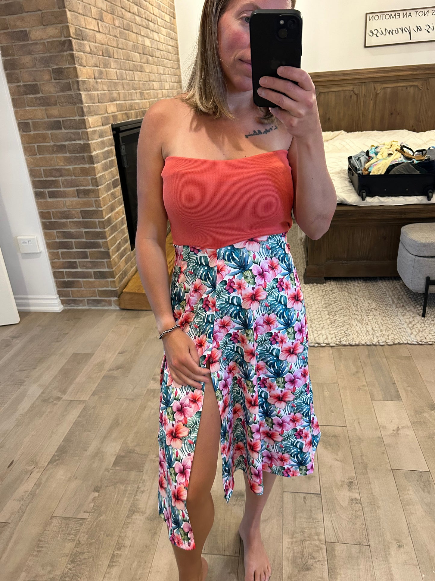Camisole tube avec fente à la jupe