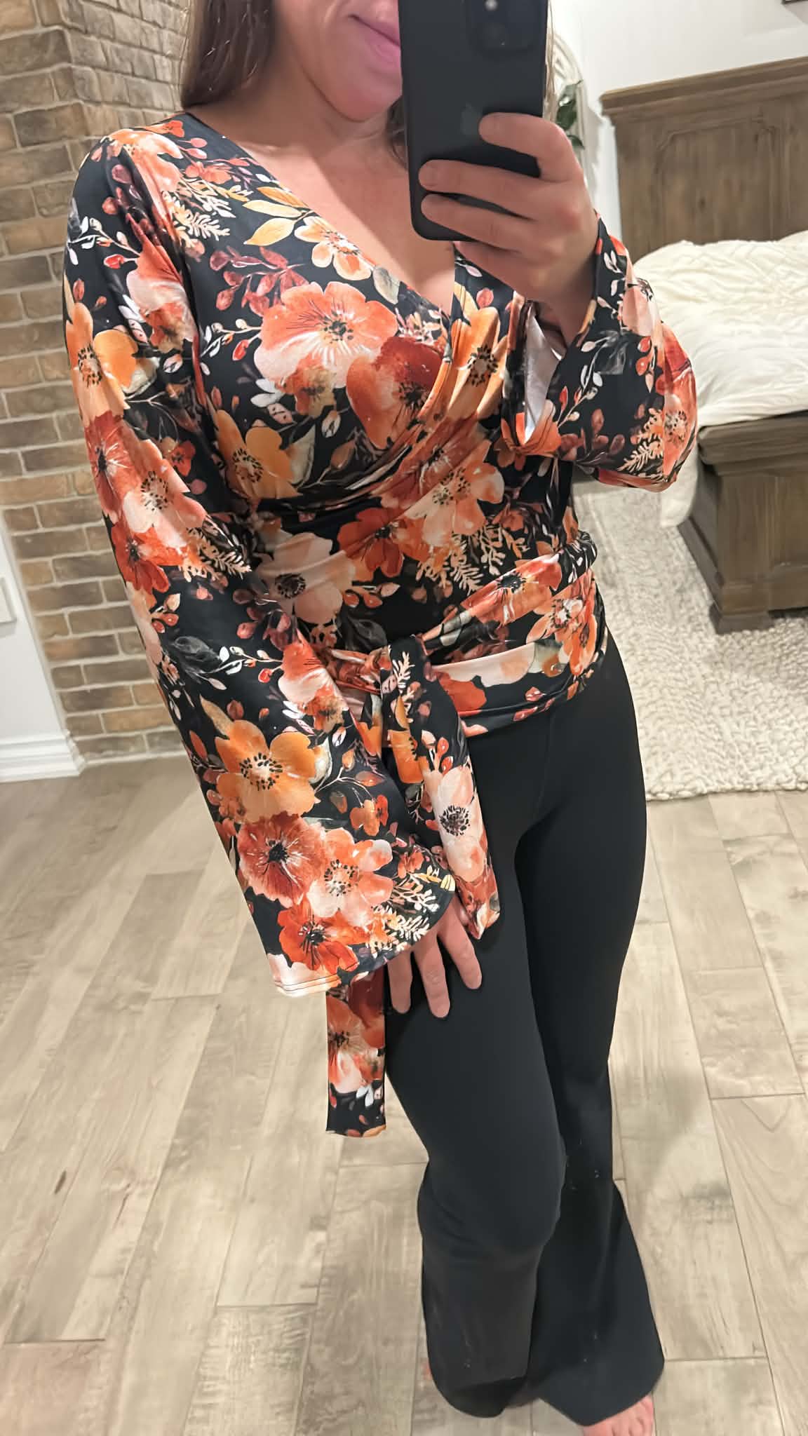 Top croisé automne manche bouffante