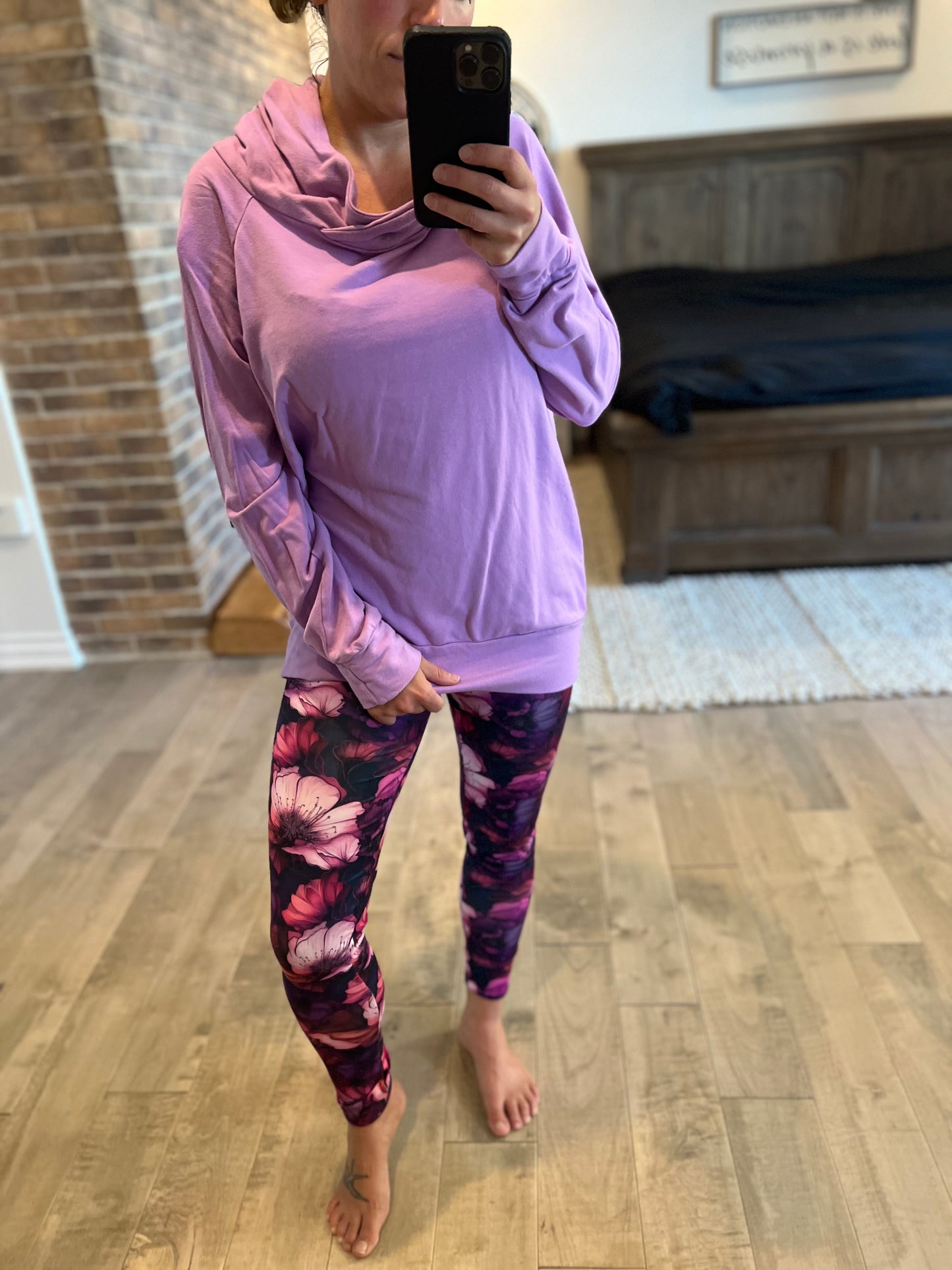 longueur chandail bambou terry mauve doux