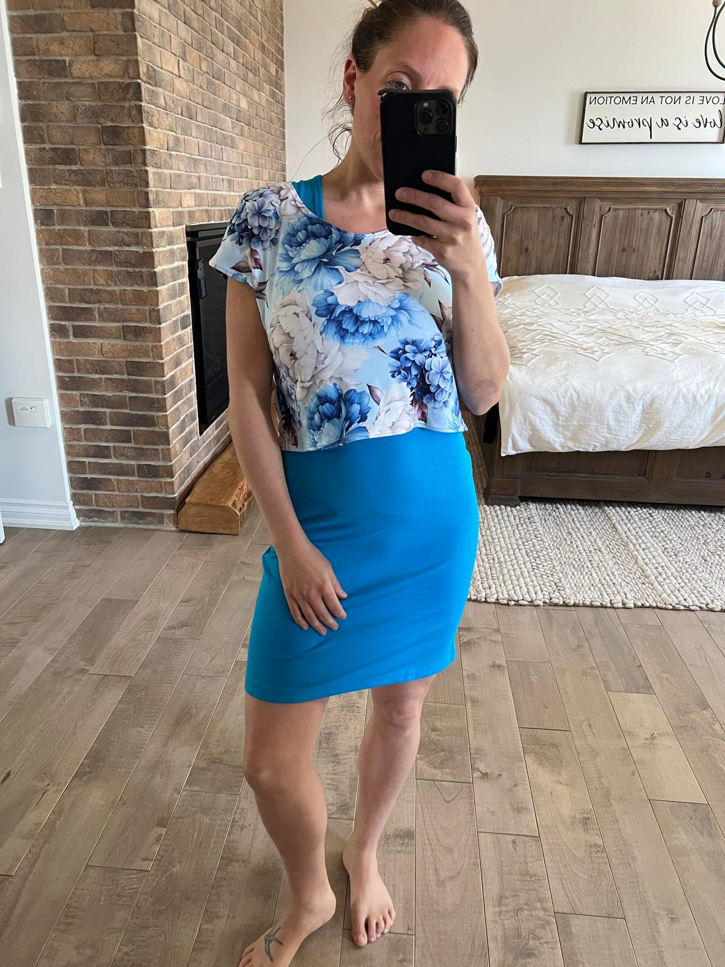 crop top fleuri bleu