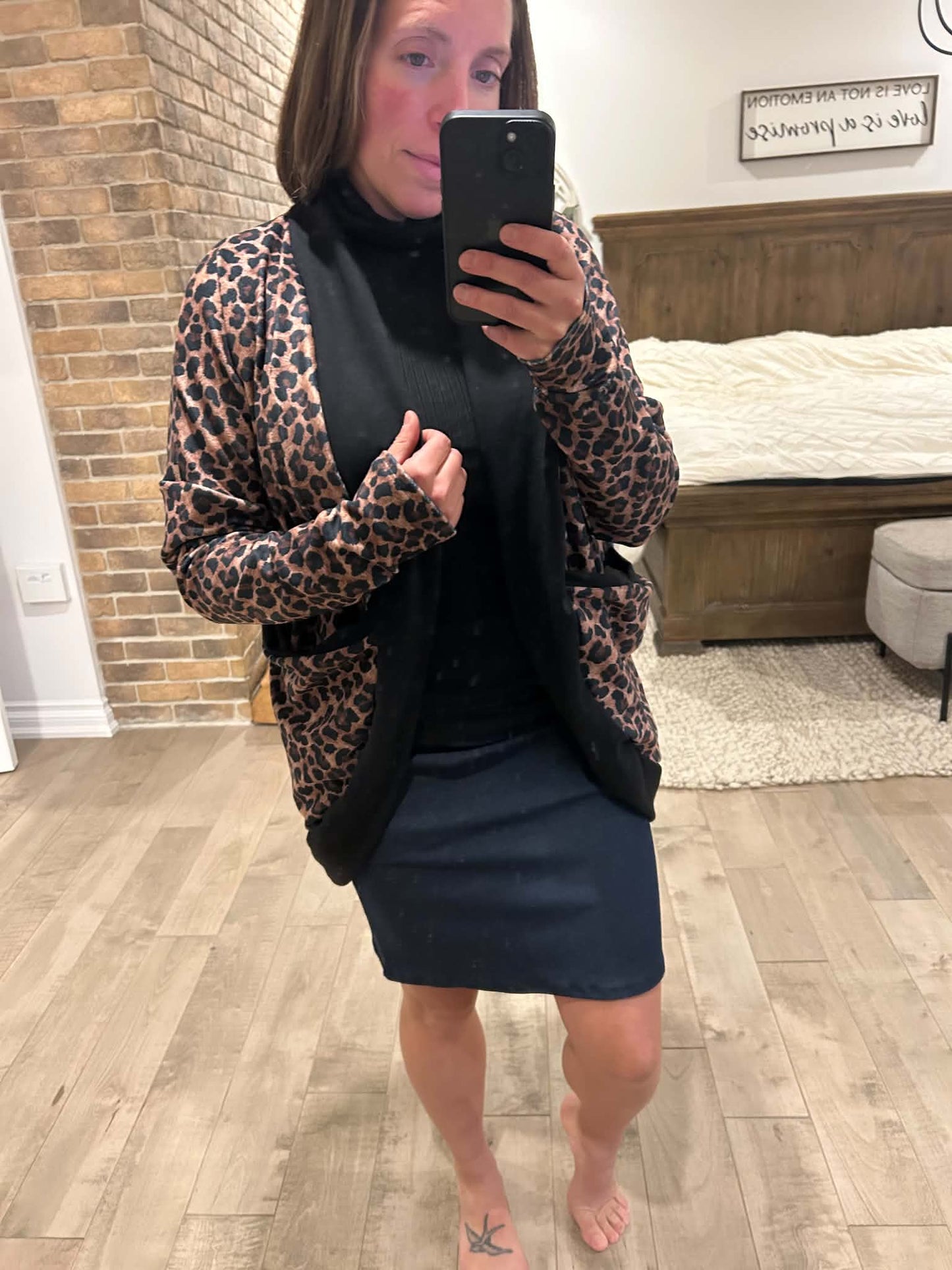 cardigan velour léopard a poche