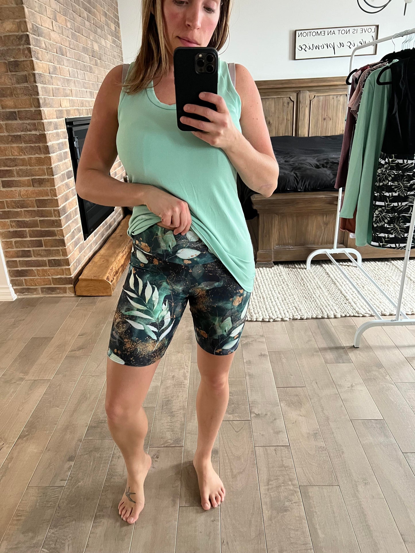 biker short feuillage/vert sarcelle - Maman louve création