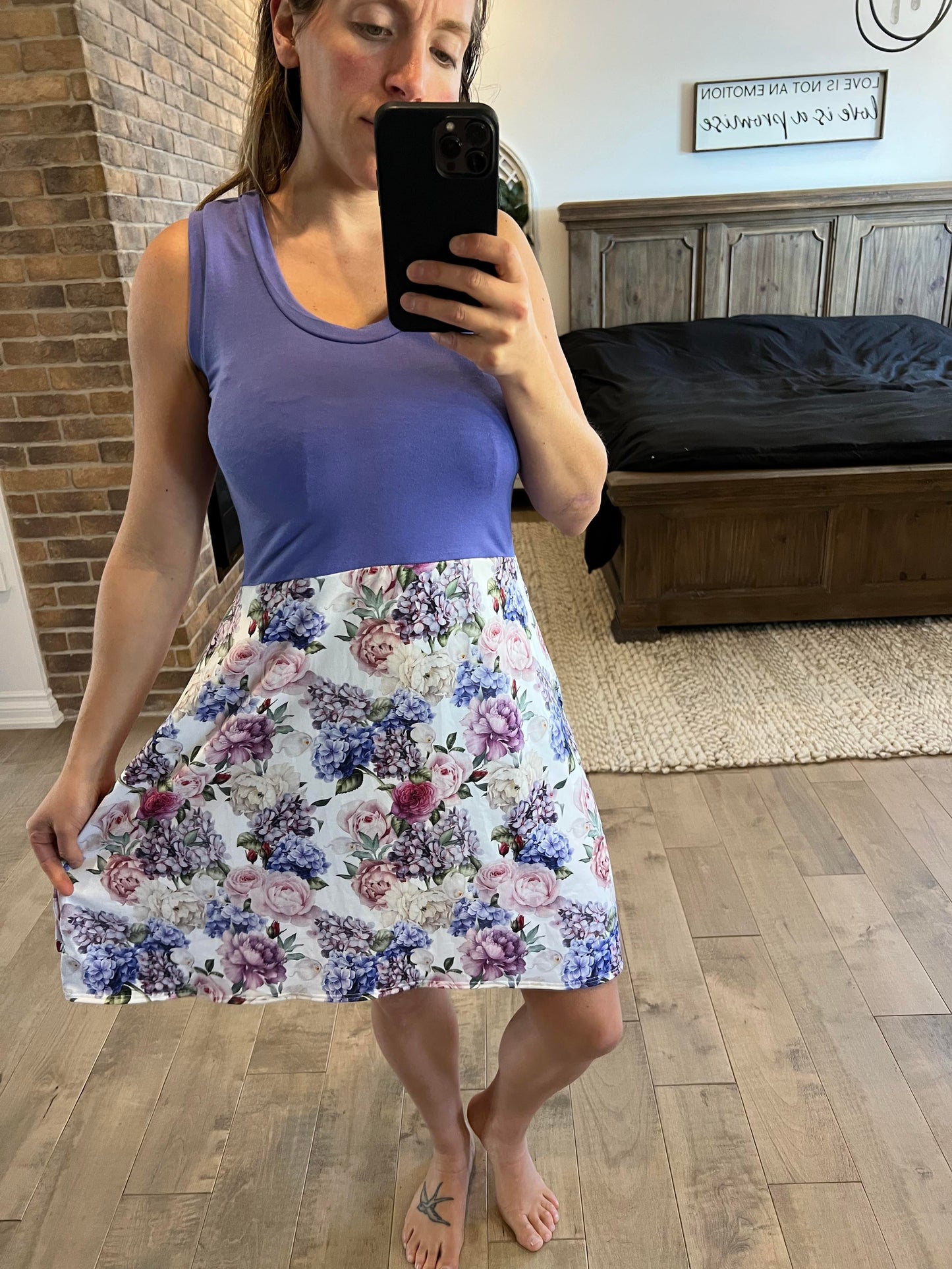 camisole mauve et évasé au bas - Maman louve création