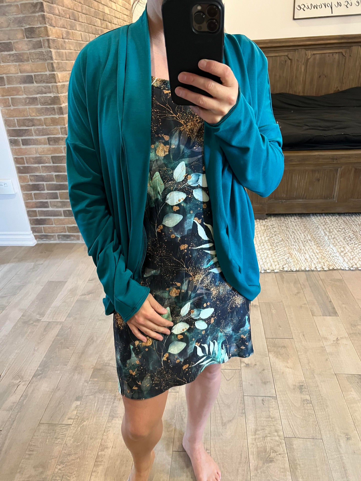 camisole robe fleuri sarcelle - Maman louve création