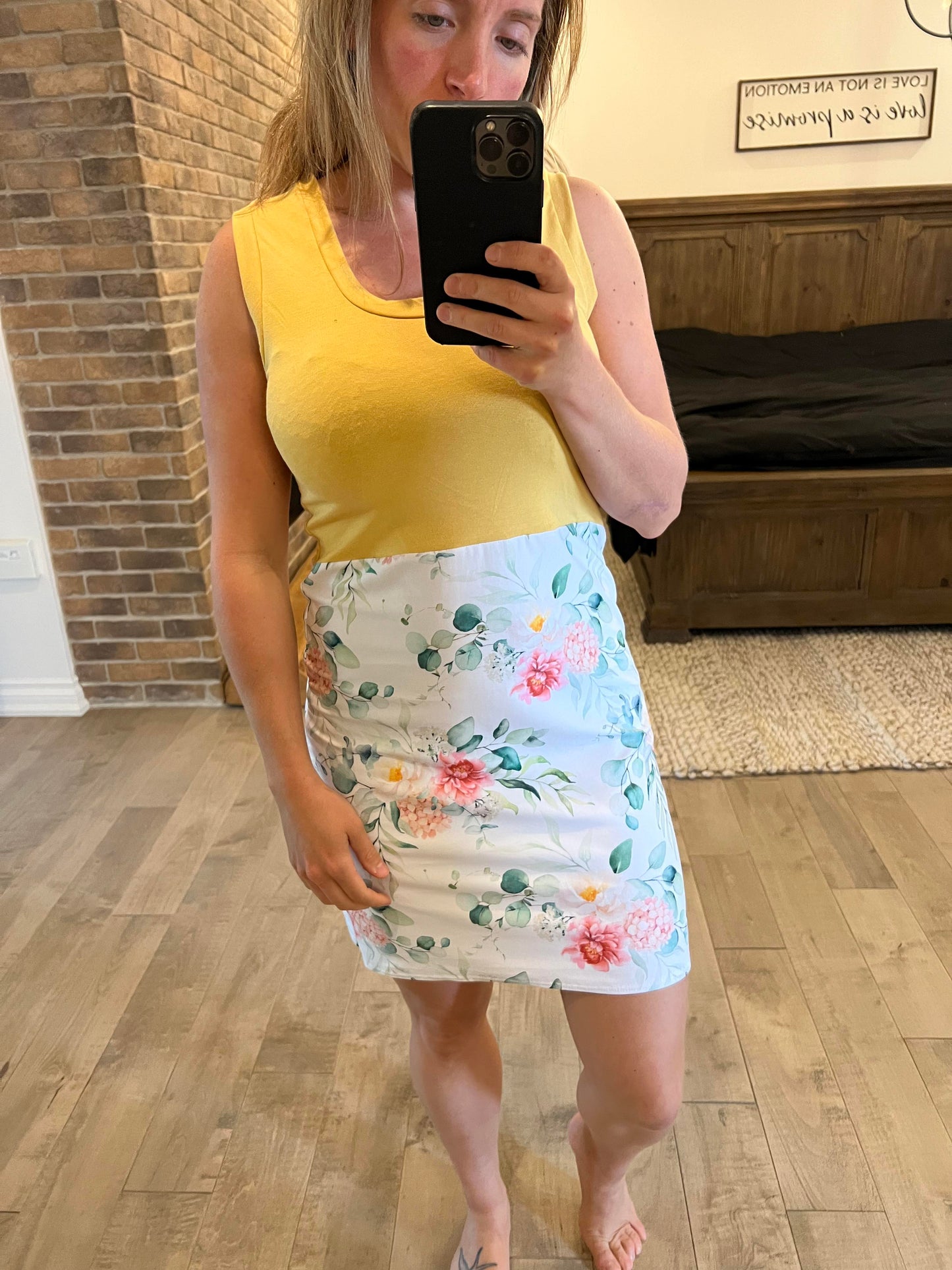 camisole golden yellow et nouveau fleuri - Maman louve création