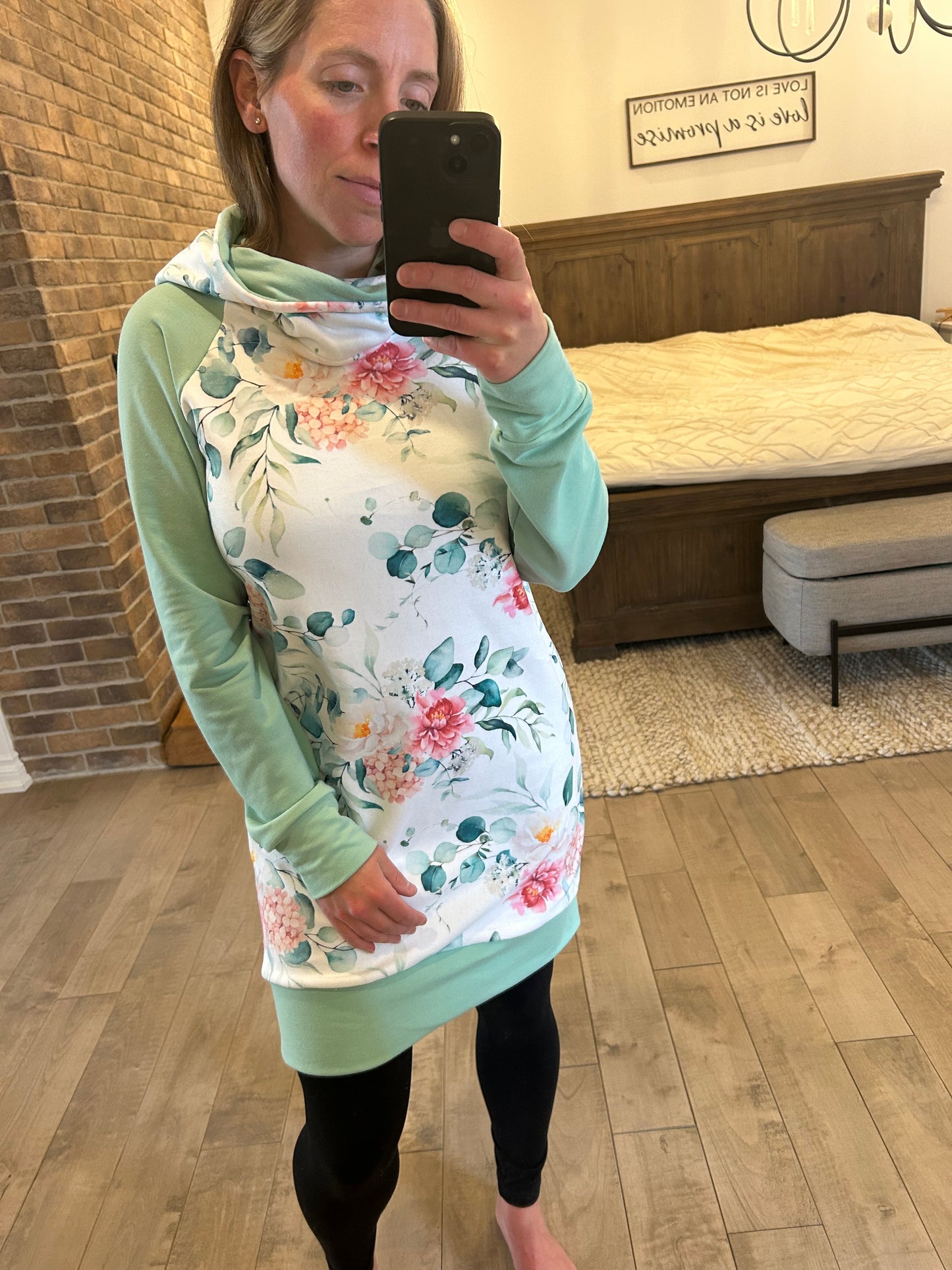 robe velour fleurs et pistache