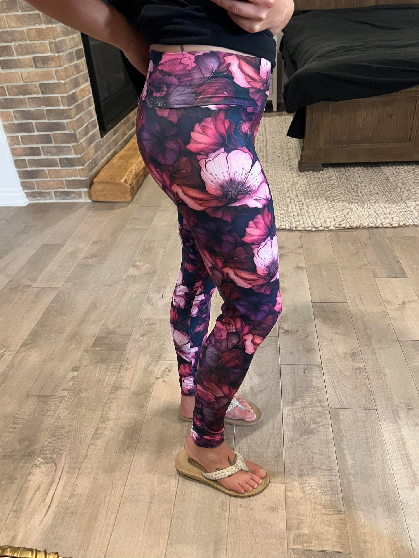 legging fleuri mauve