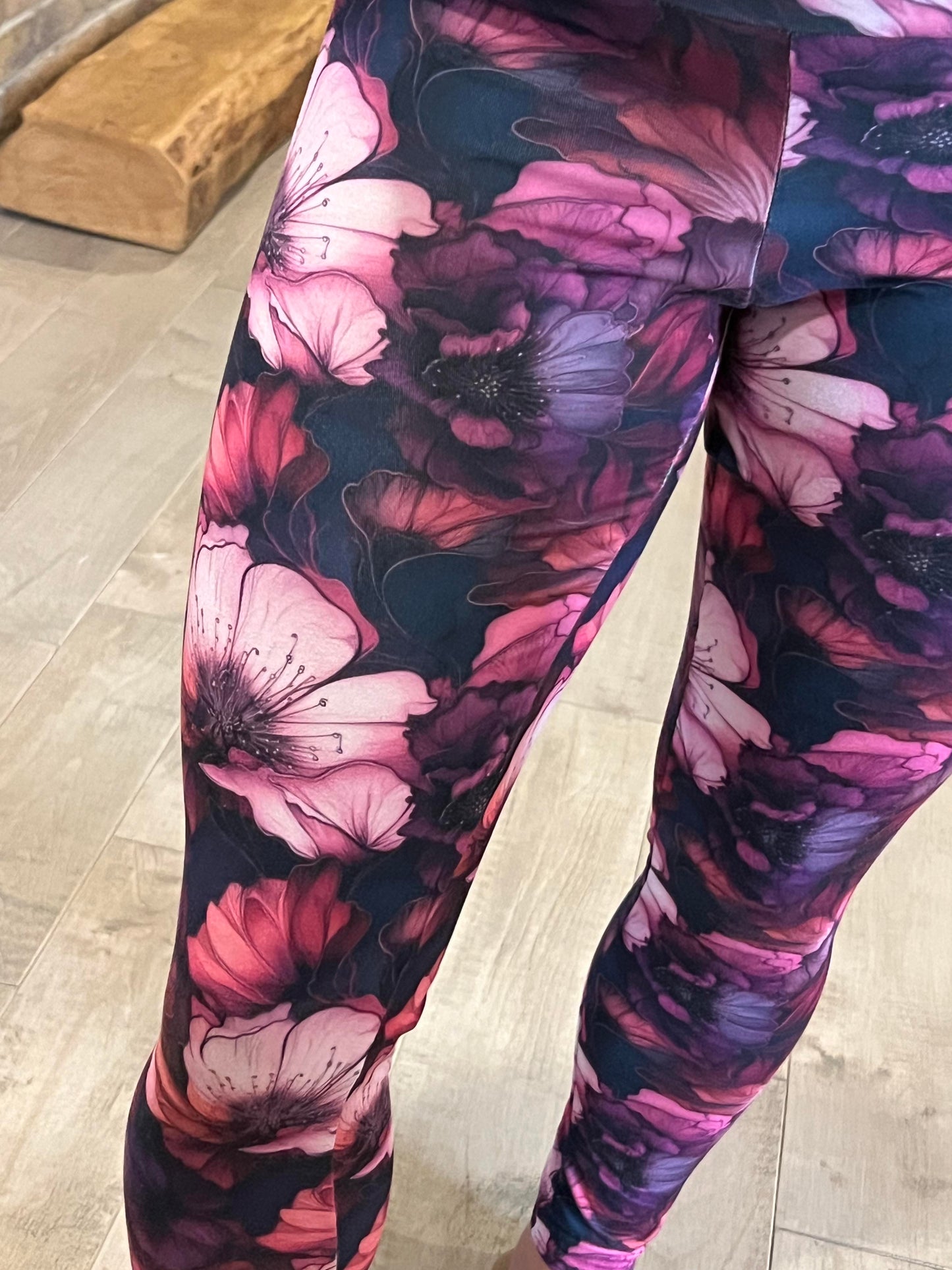 legging fleuri mauve
