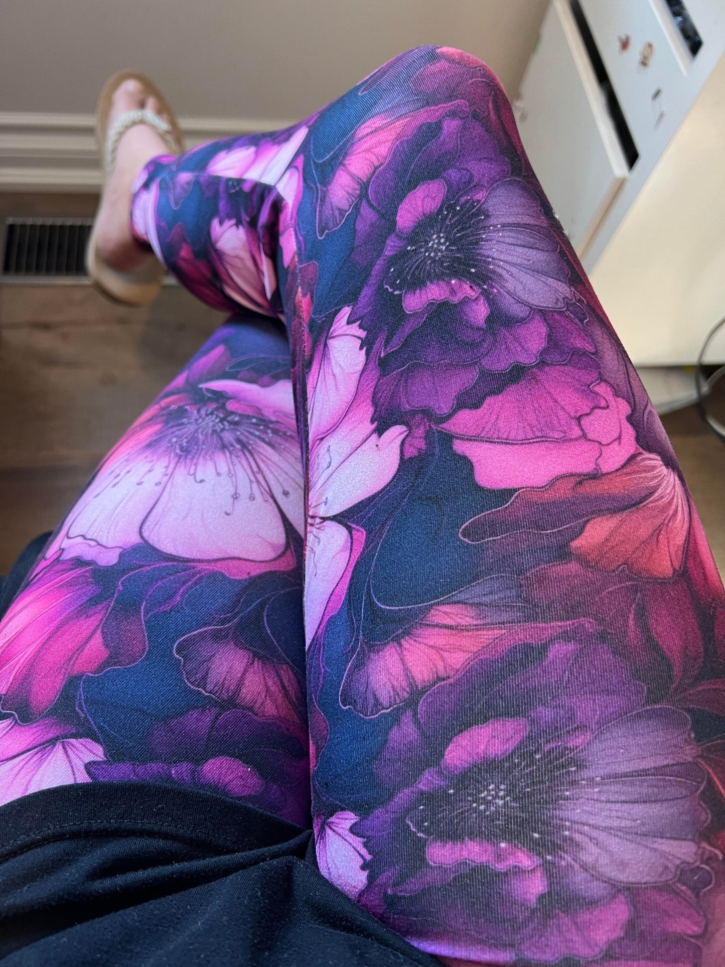 legging fleuri mauve