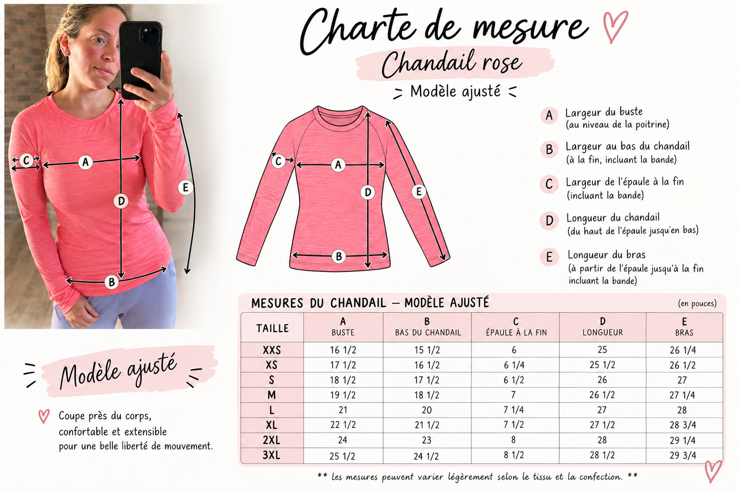 Chandail molleton rose sport