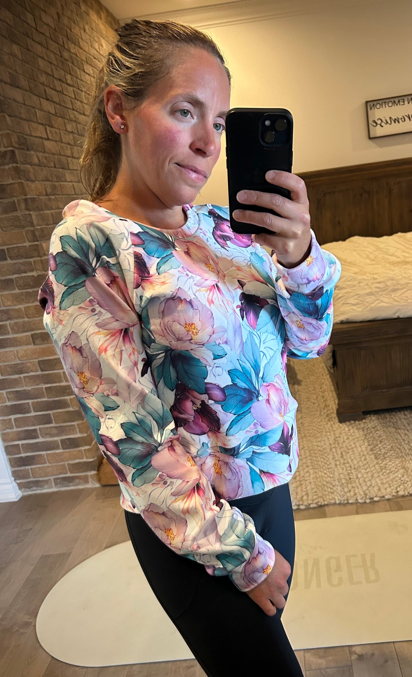 crop top velour fleuri