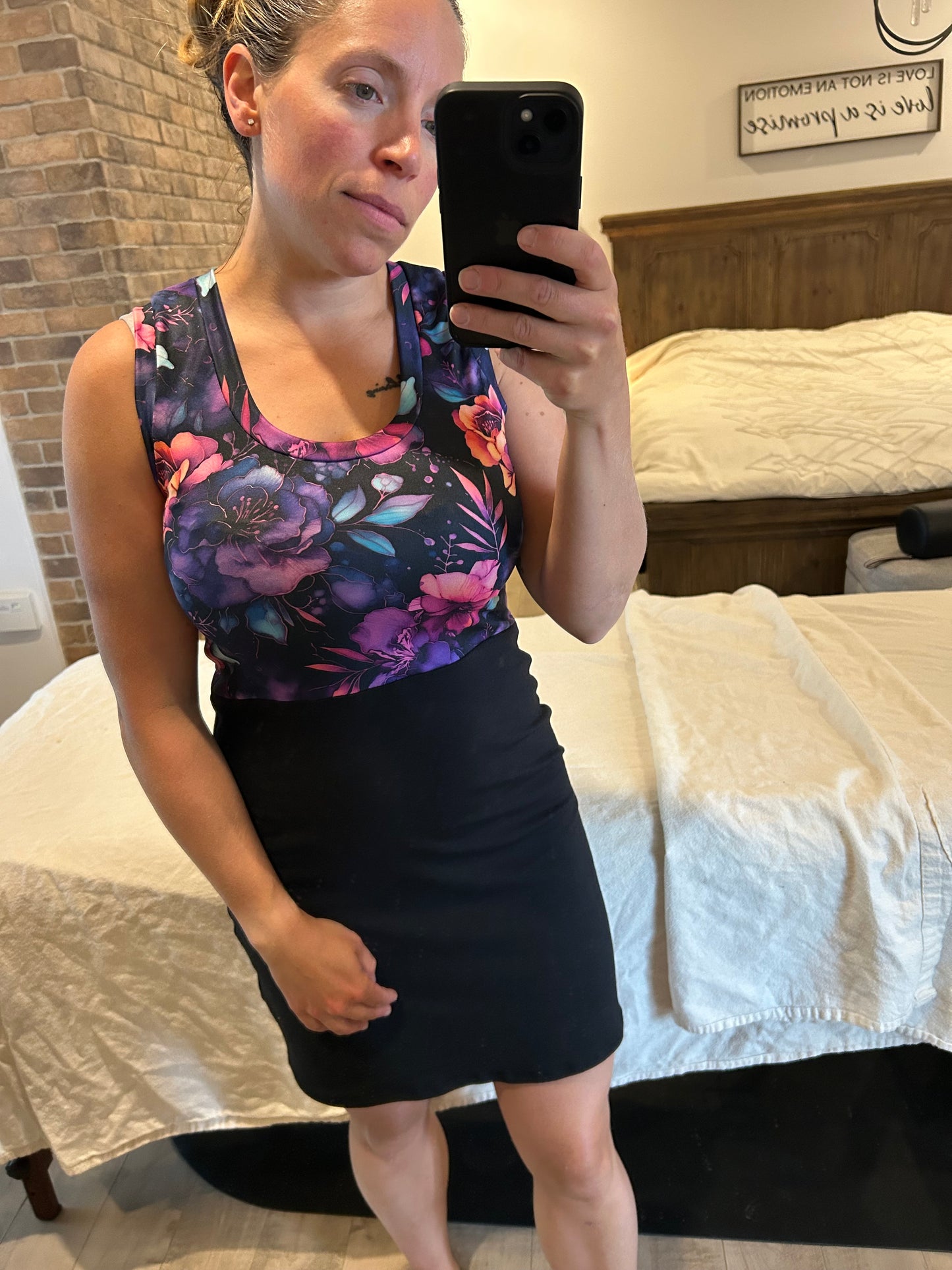 robe camisole haut fleuri mauve
