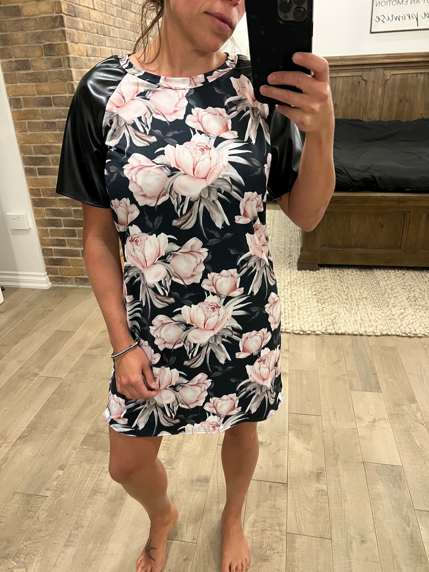 robe t shirt manche cuirette