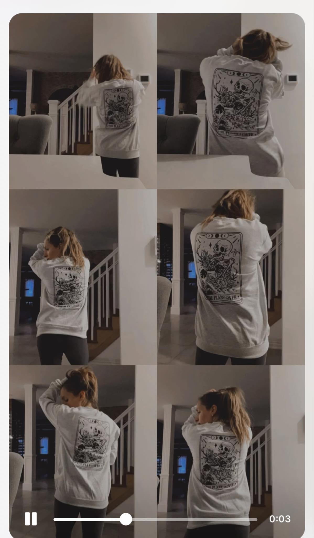 crewneck gris squelette plante
