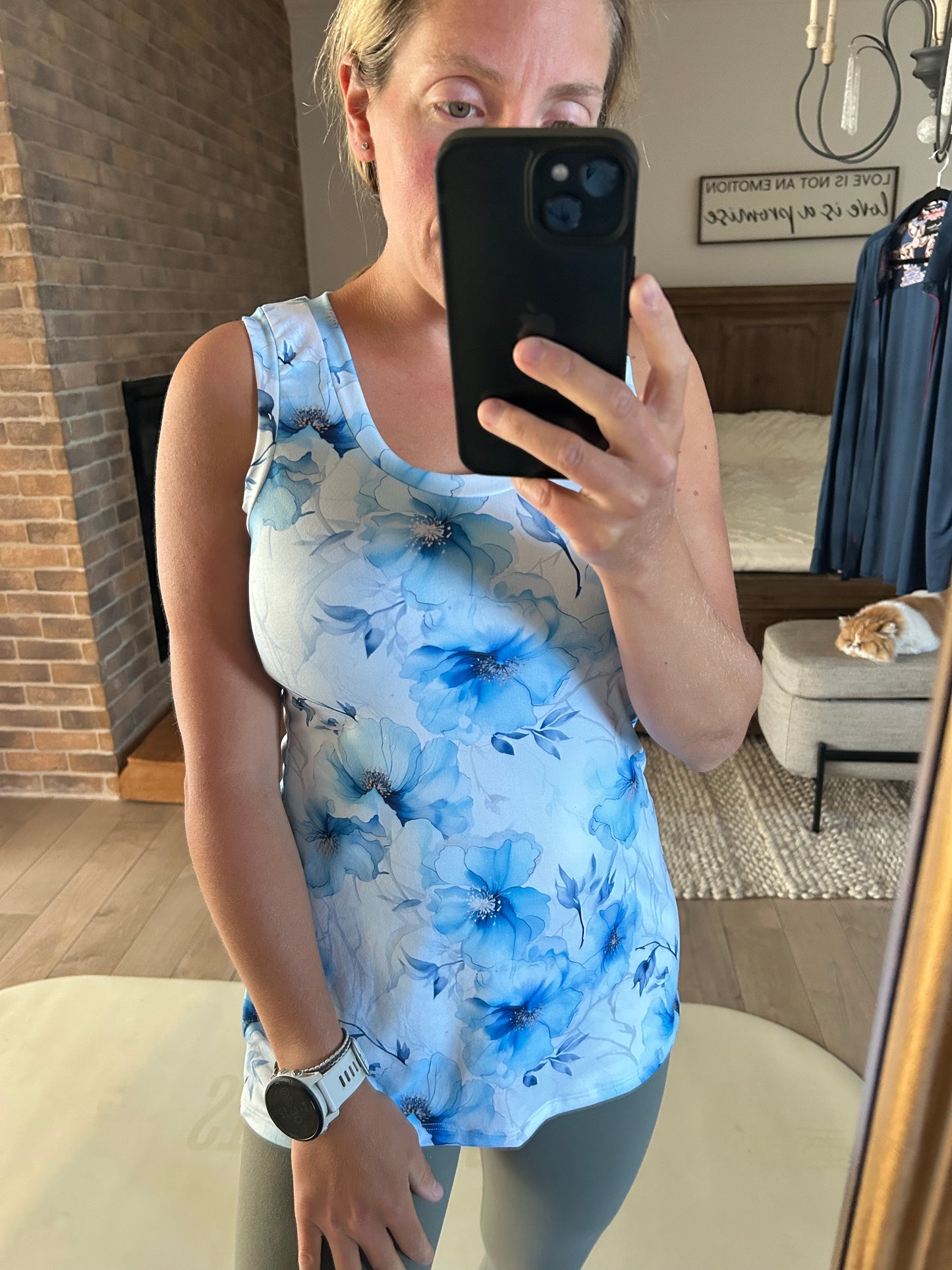 Camisole fleuri bleu