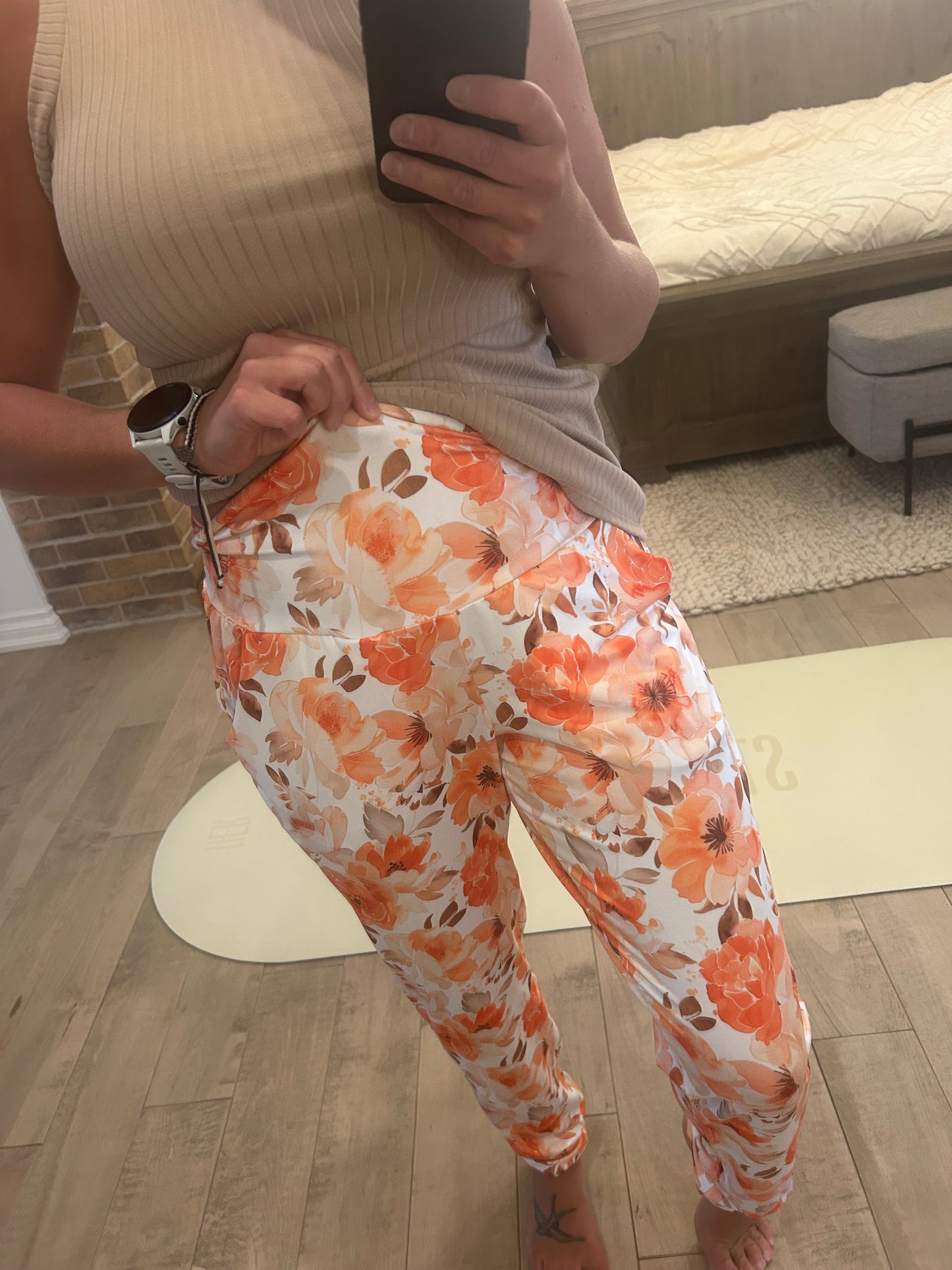 jogging fleurs orangé