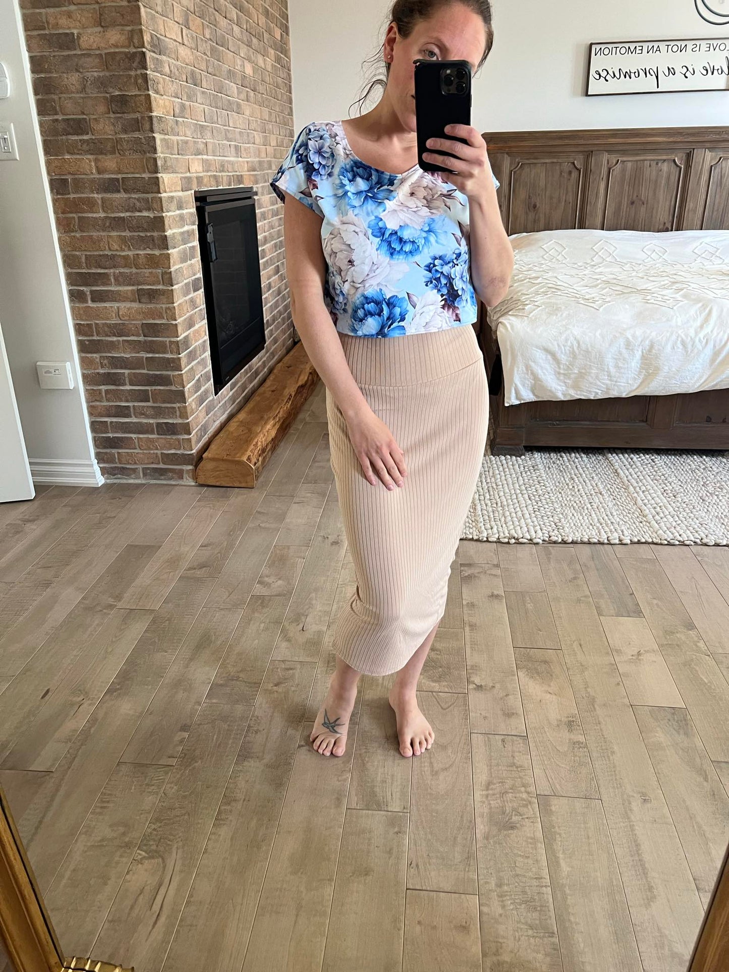 crop top fleuri bleu