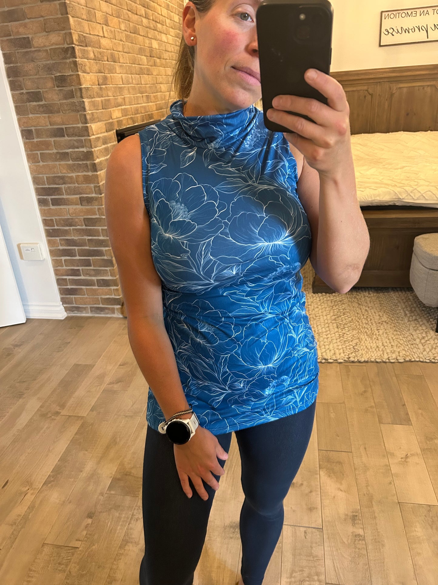 camisole fleuri bleu