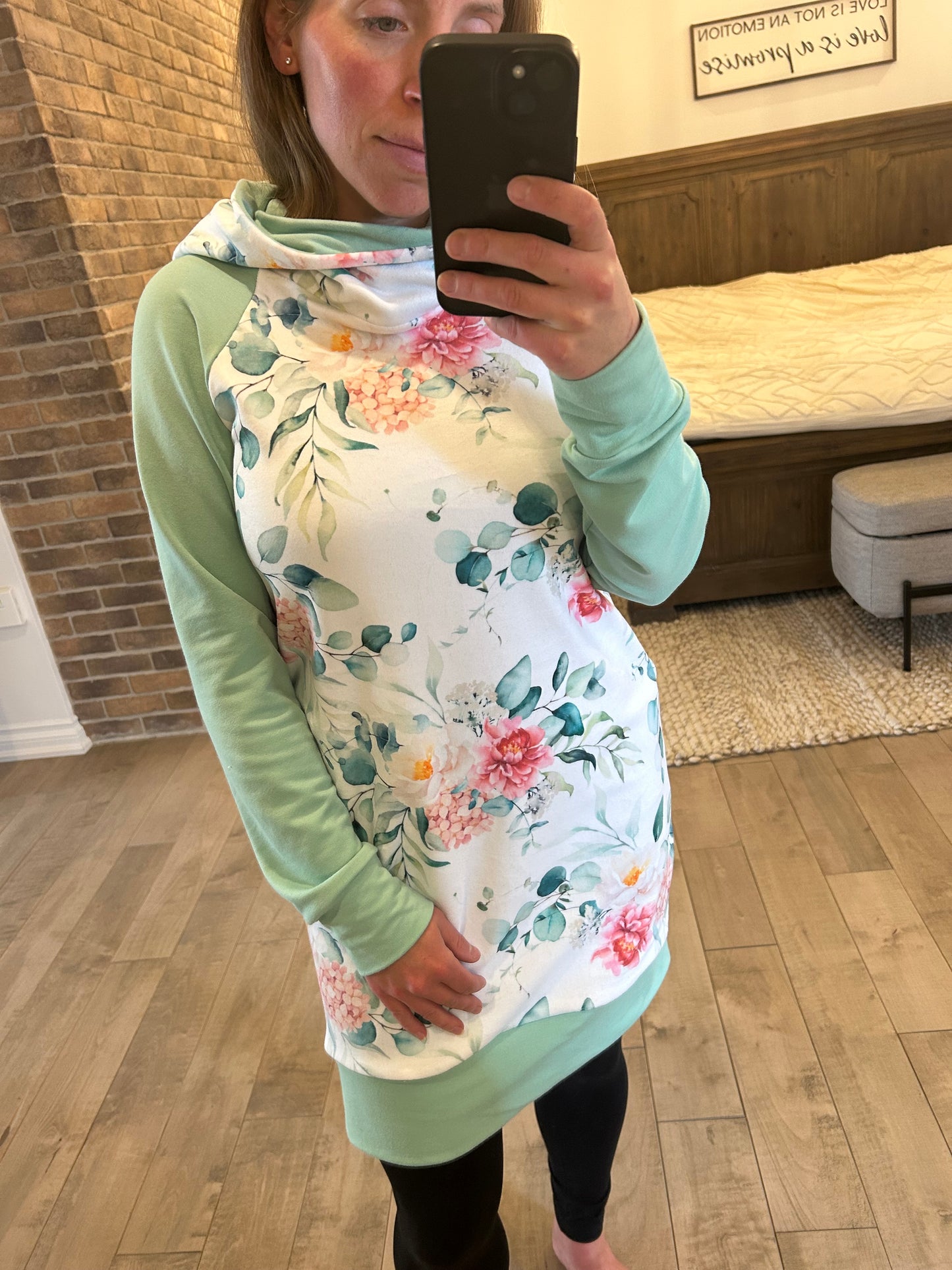 robe velour fleurs et pistache