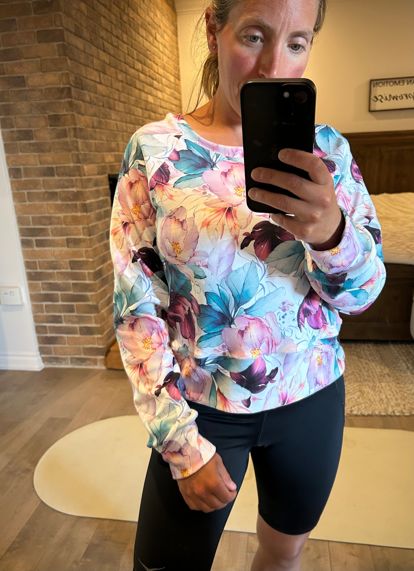 crop top velour fleuri
