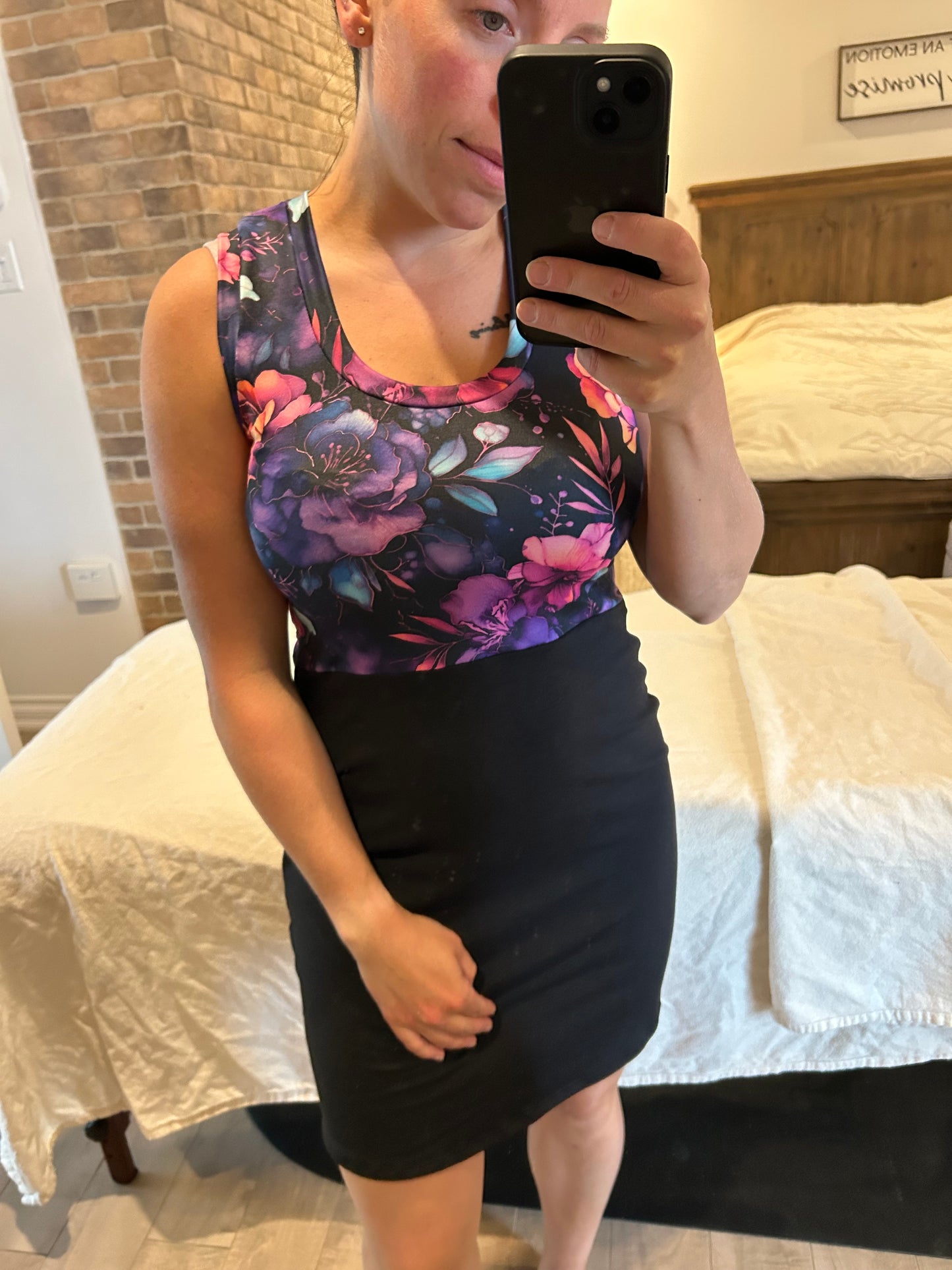 robe camisole haut fleuri mauve