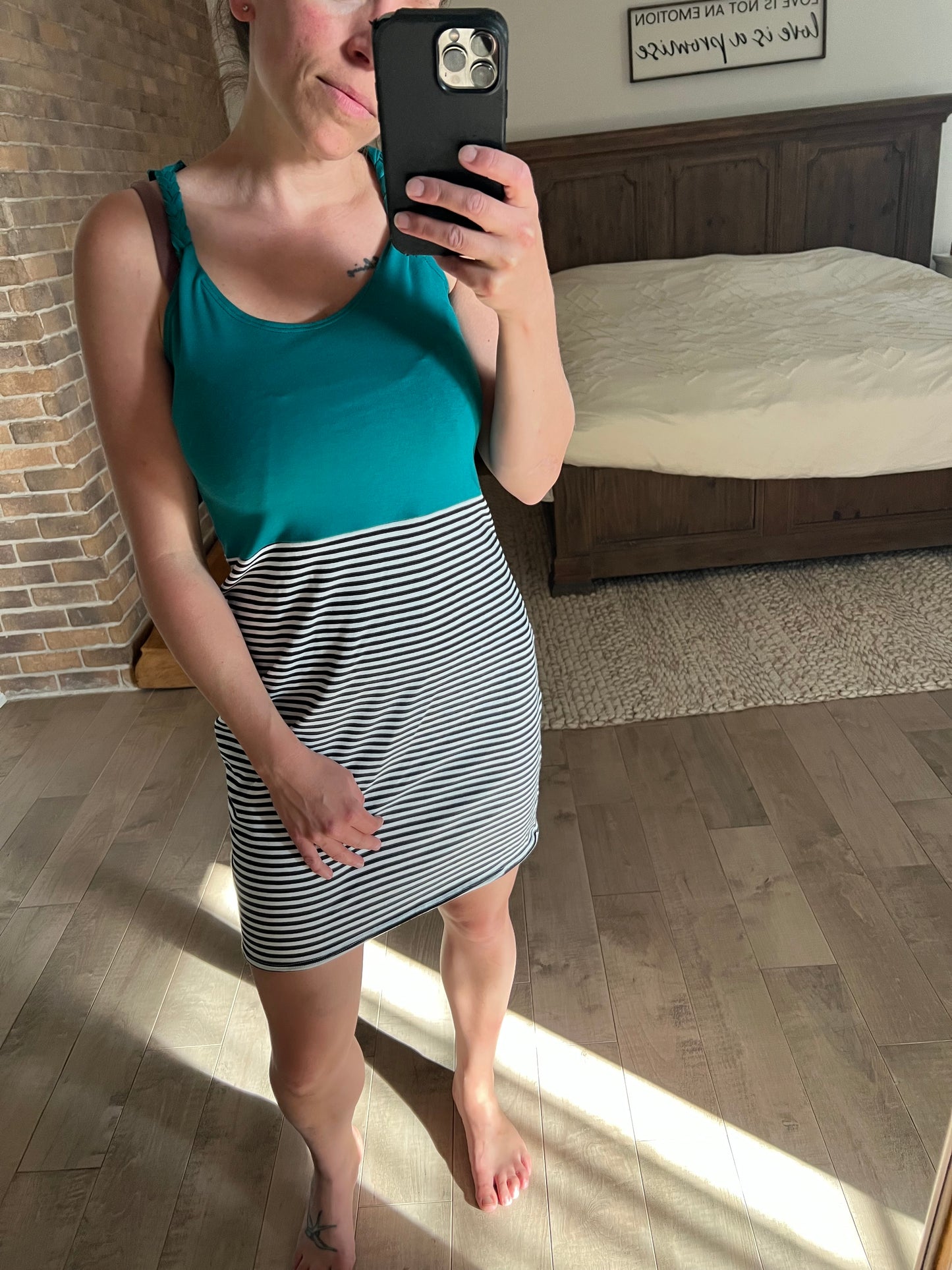 robe camisole (tressé) sarcelle ligné