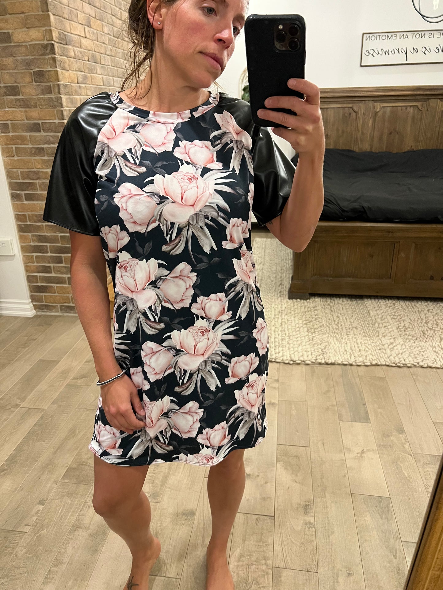 robe t shirt manche cuirette