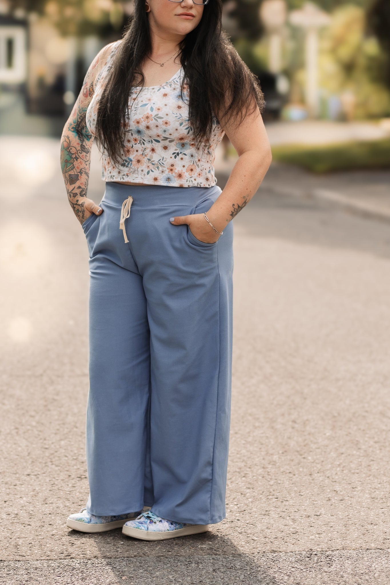 Cozy pants jeans bleu à cordon
