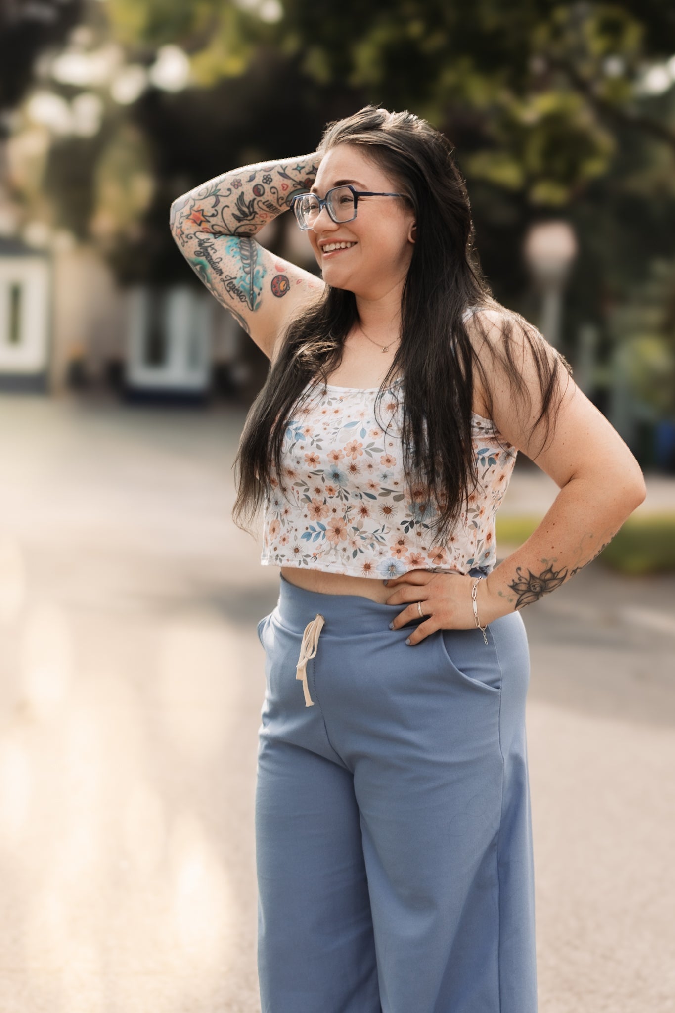 camisole crop fleuri