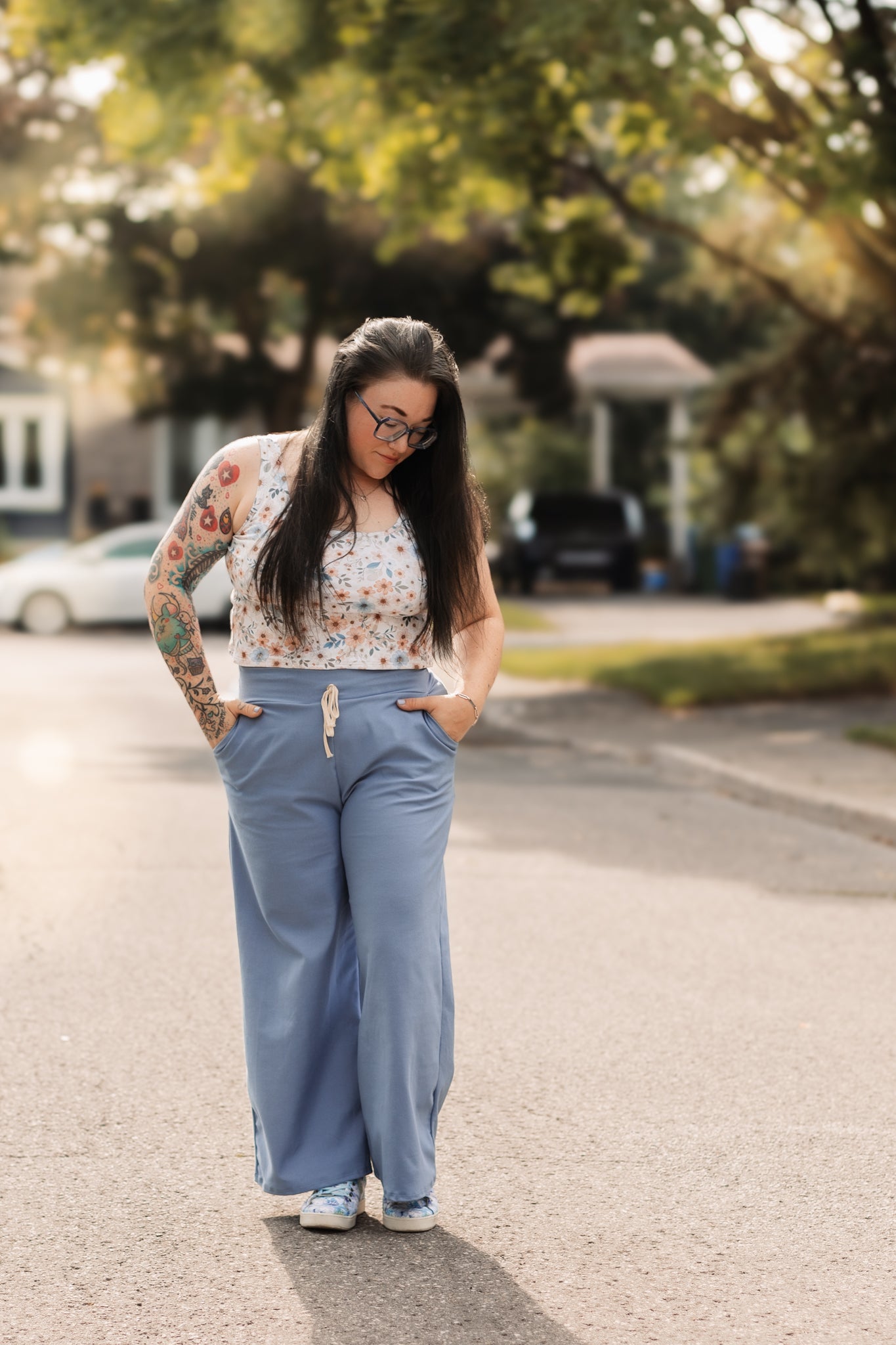 Cozy pants jeans bleu à cordon