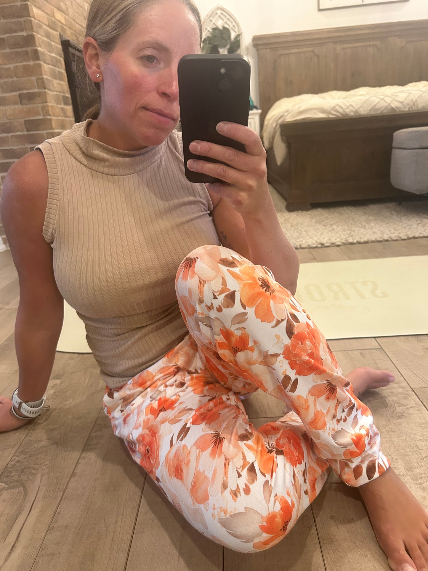 jogging fleurs orangé