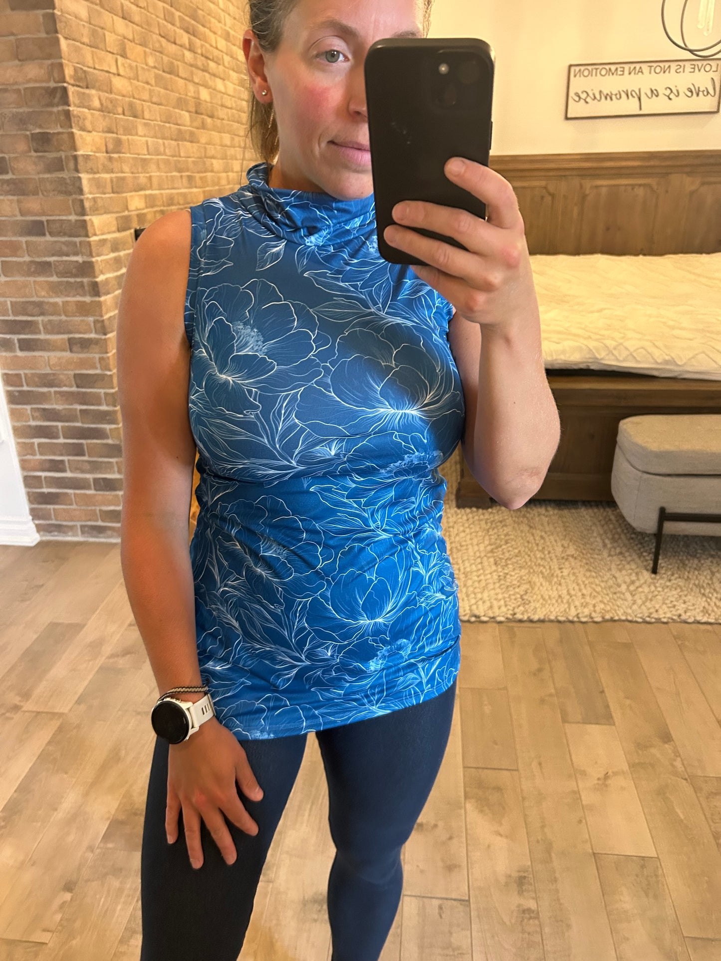 camisole fleuri bleu
