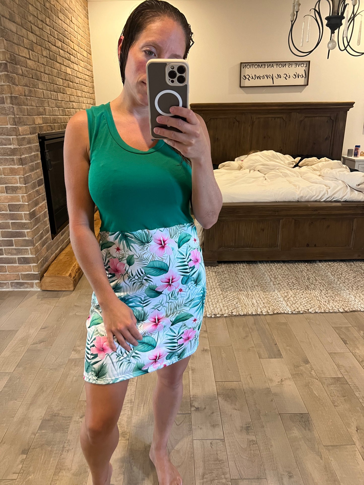 camisole robe holly green & fleuri