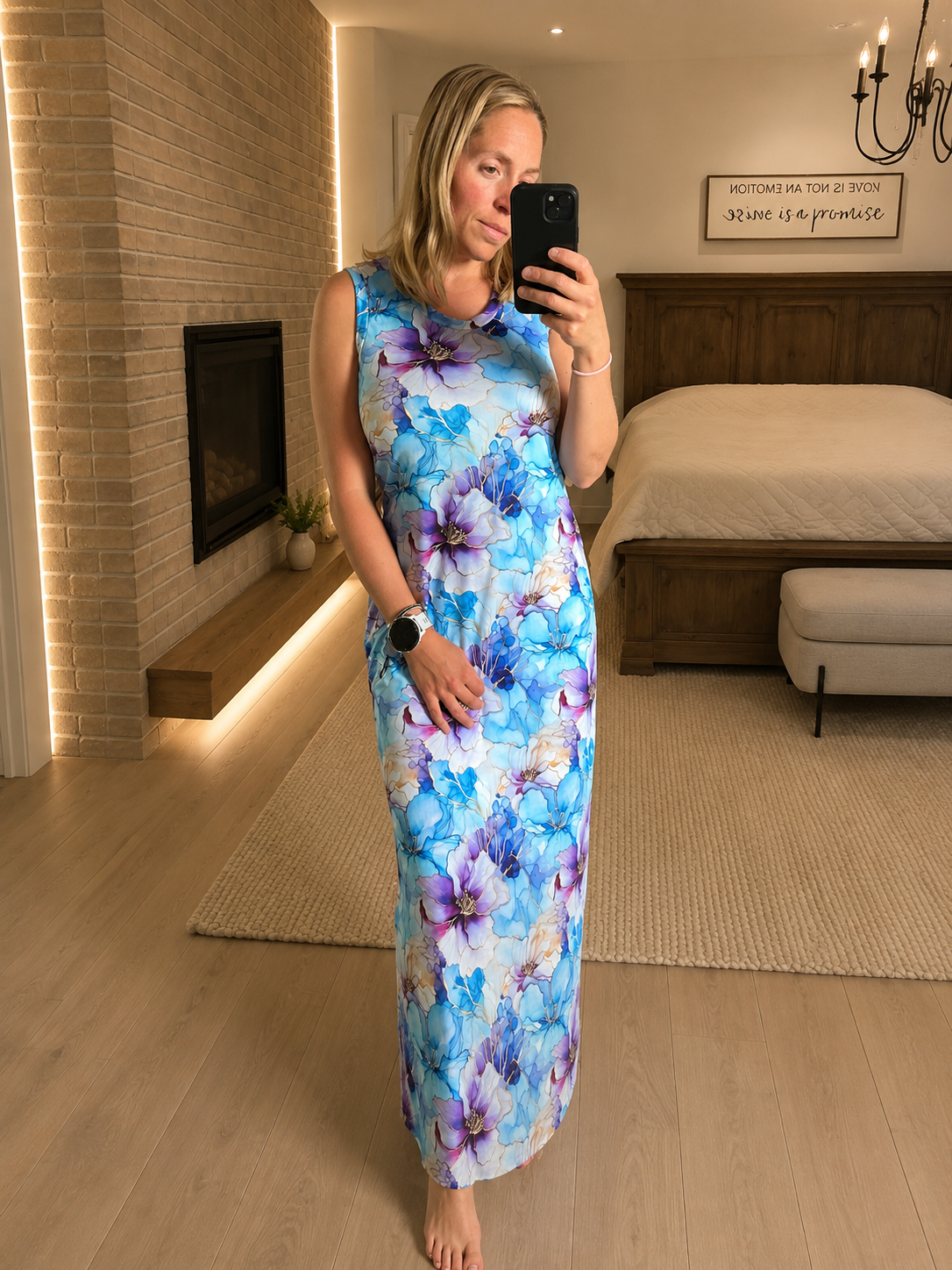 Robe longue fleuri avec fente
