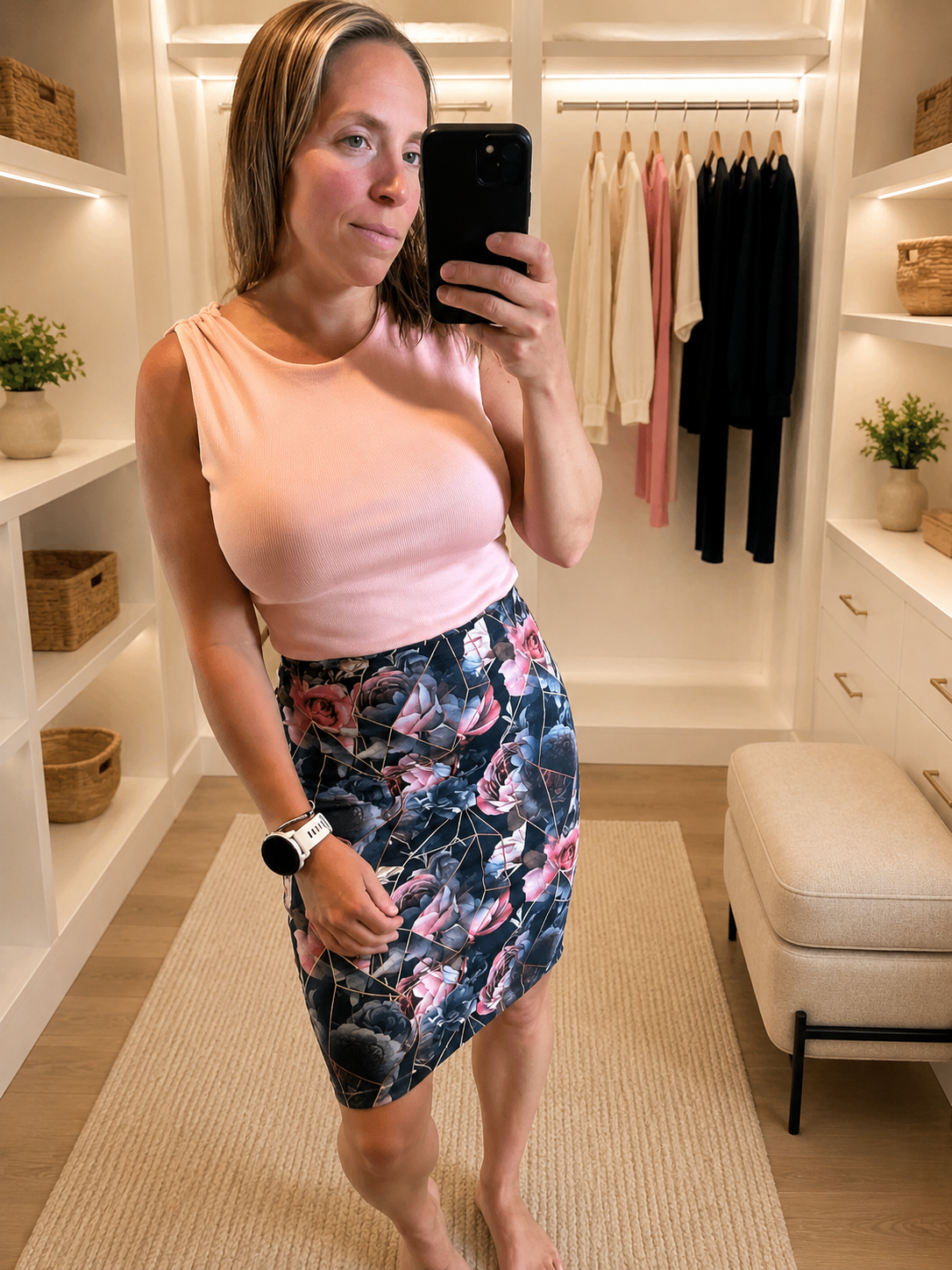 Robe Haut rib rosé épaules plissées
