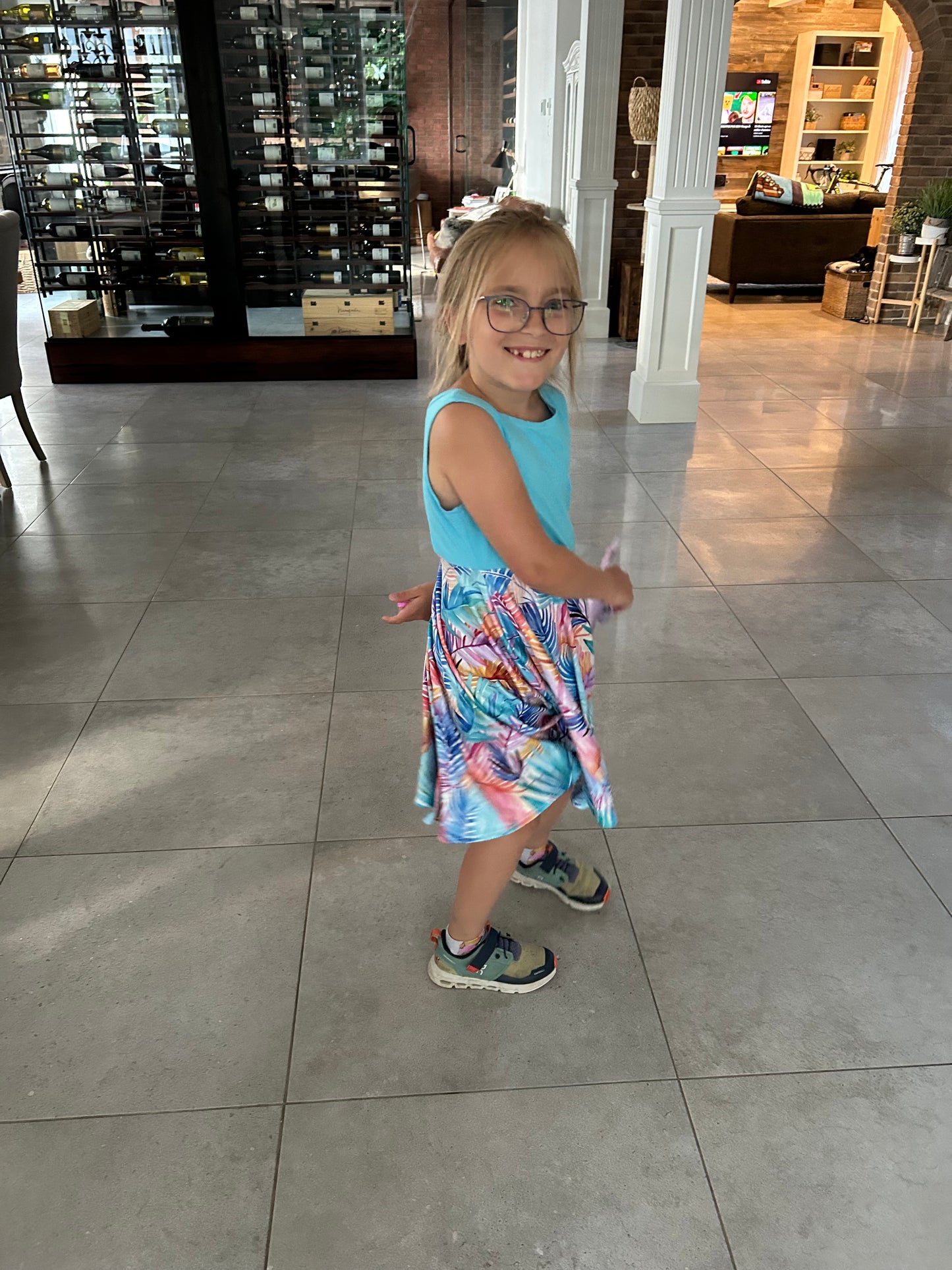 robe sans manche bleu feuille