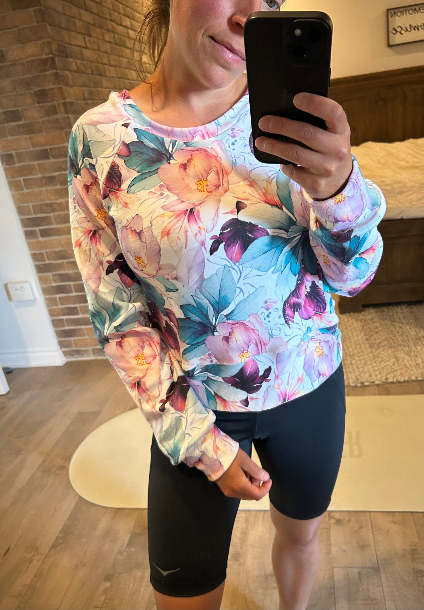 crop top velour fleuri