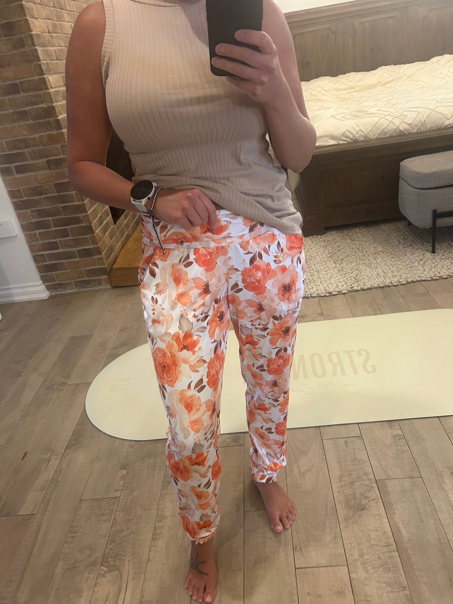 jogging fleurs orangé