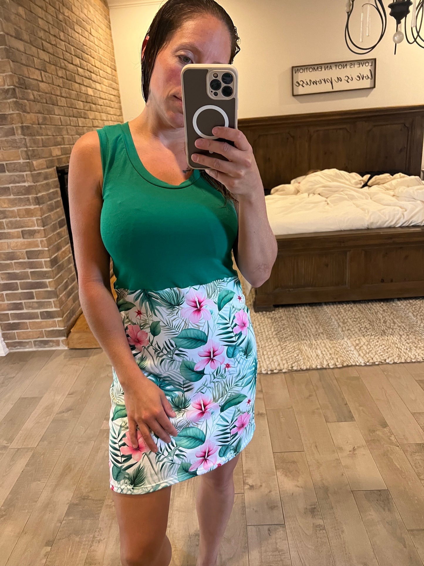 camisole robe holly green & fleuri