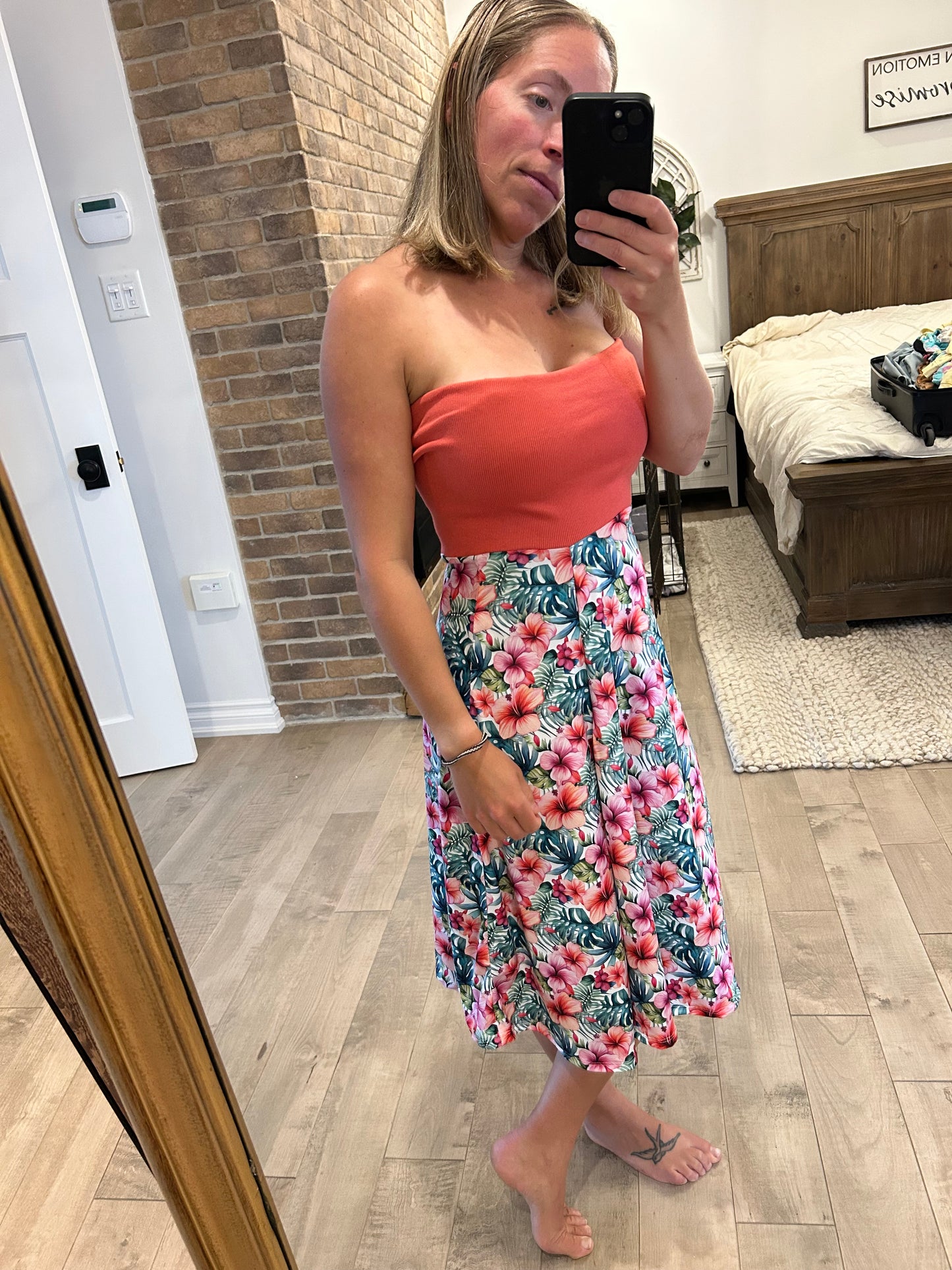 Camisole tube avec fente à la jupe
