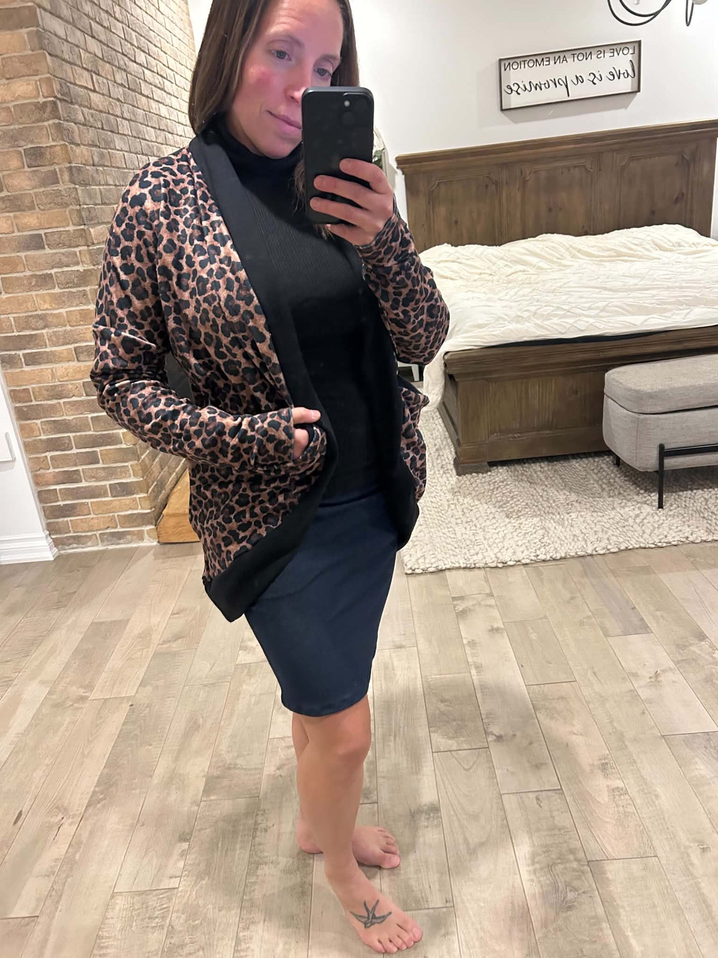 cardigan velour léopard a poche