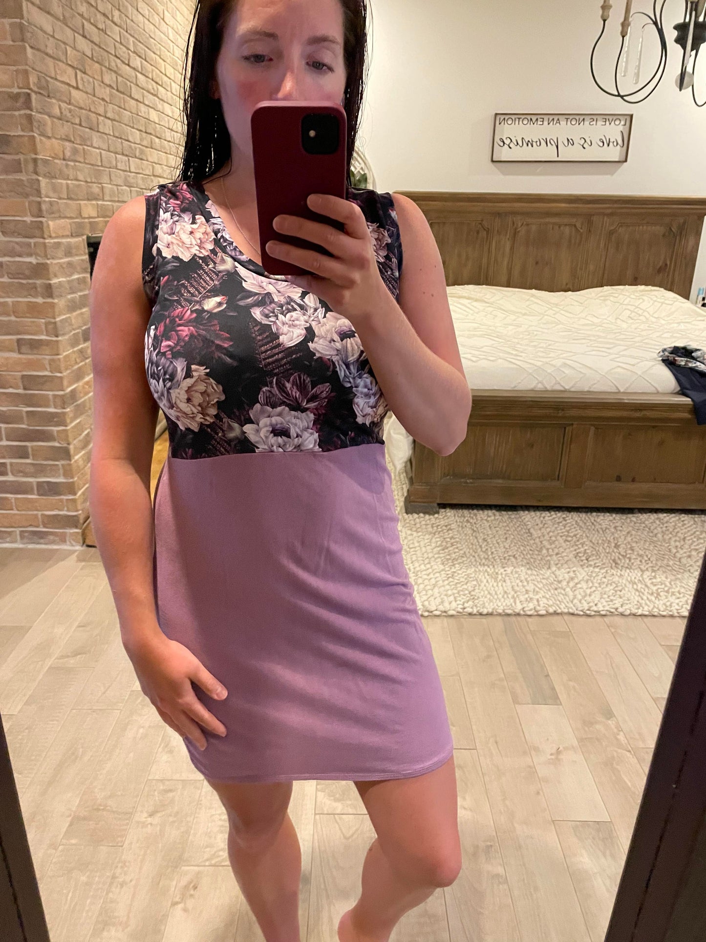 camisole robe haut fleuri mauve et bas ginger - Maman louve création