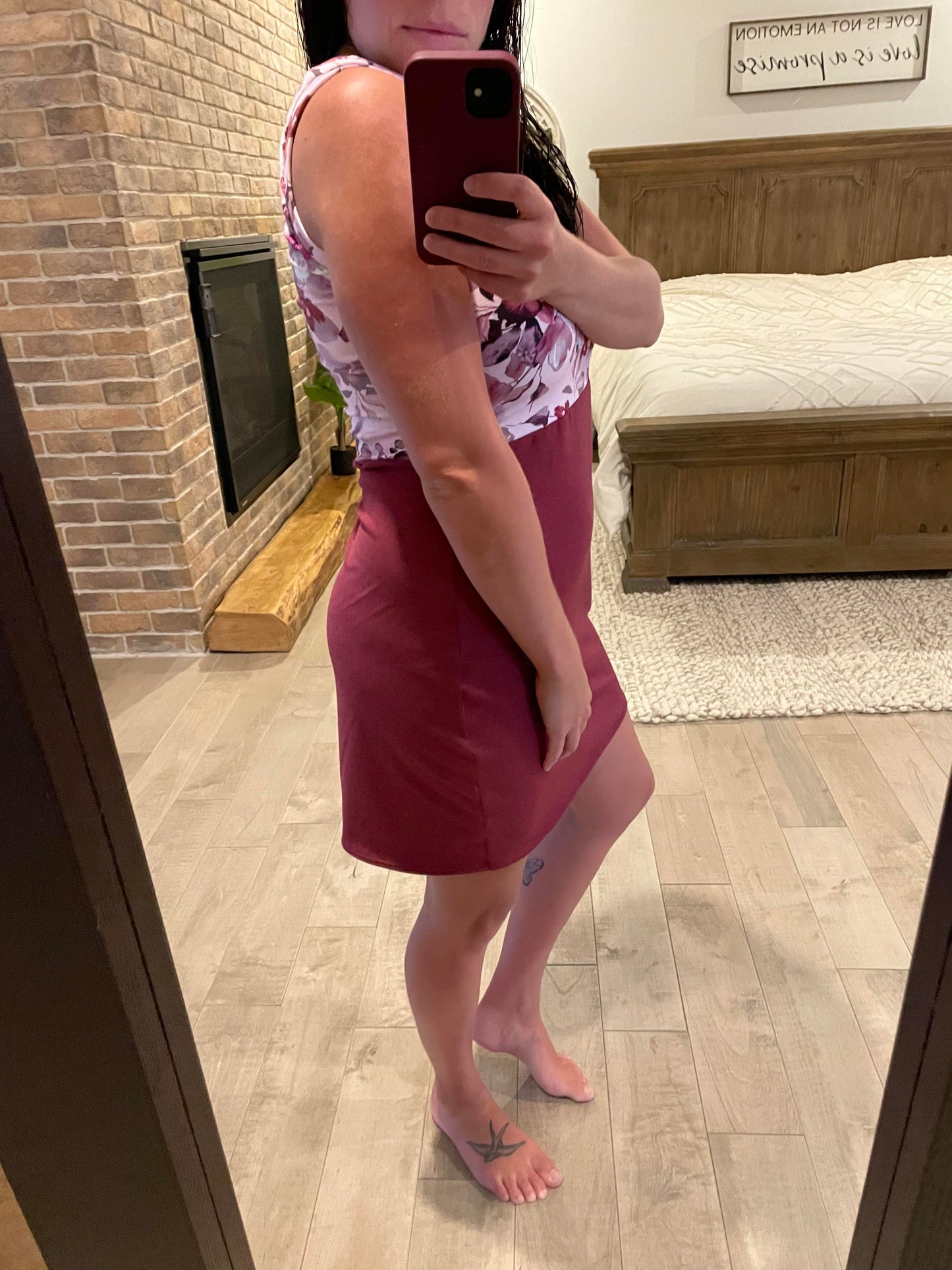 camisole robe haut fleuri rouge et bas hérétic - Maman louve création