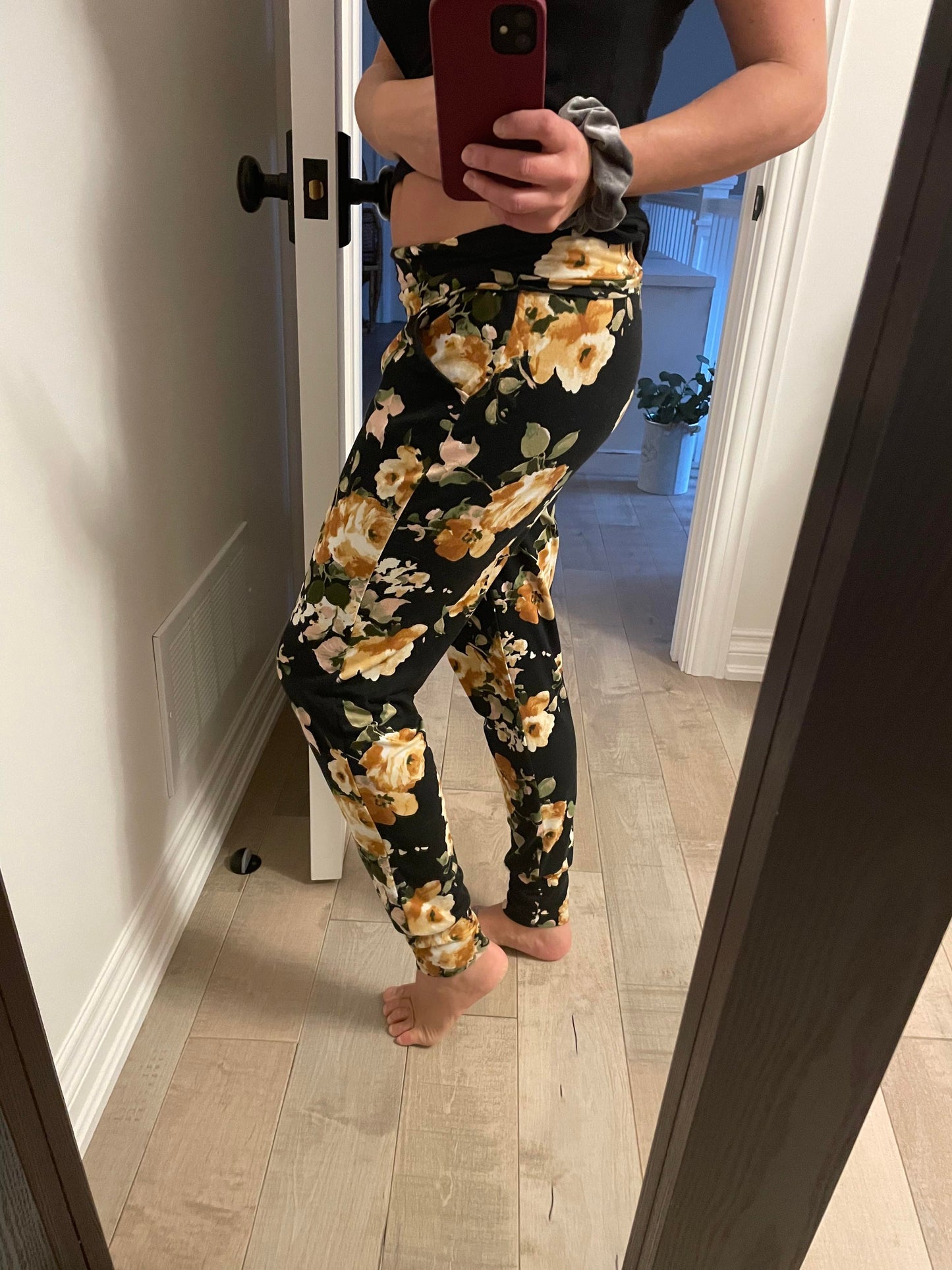 jogging fleuri caramel - Maman louve création
