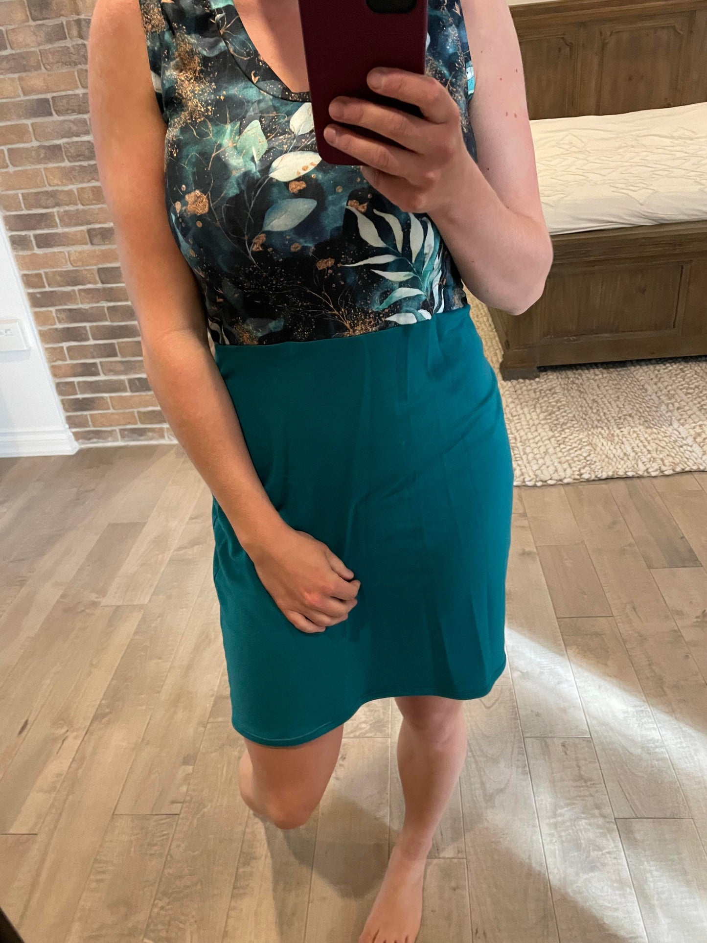 camisole sarcelle et son fleuri - Maman louve création