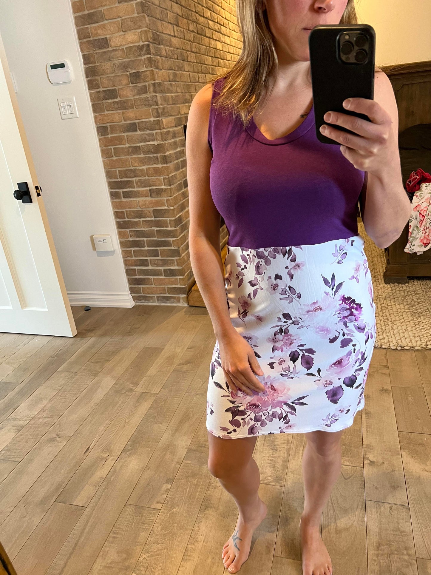 camisole mauve et son fleuri - Maman louve création