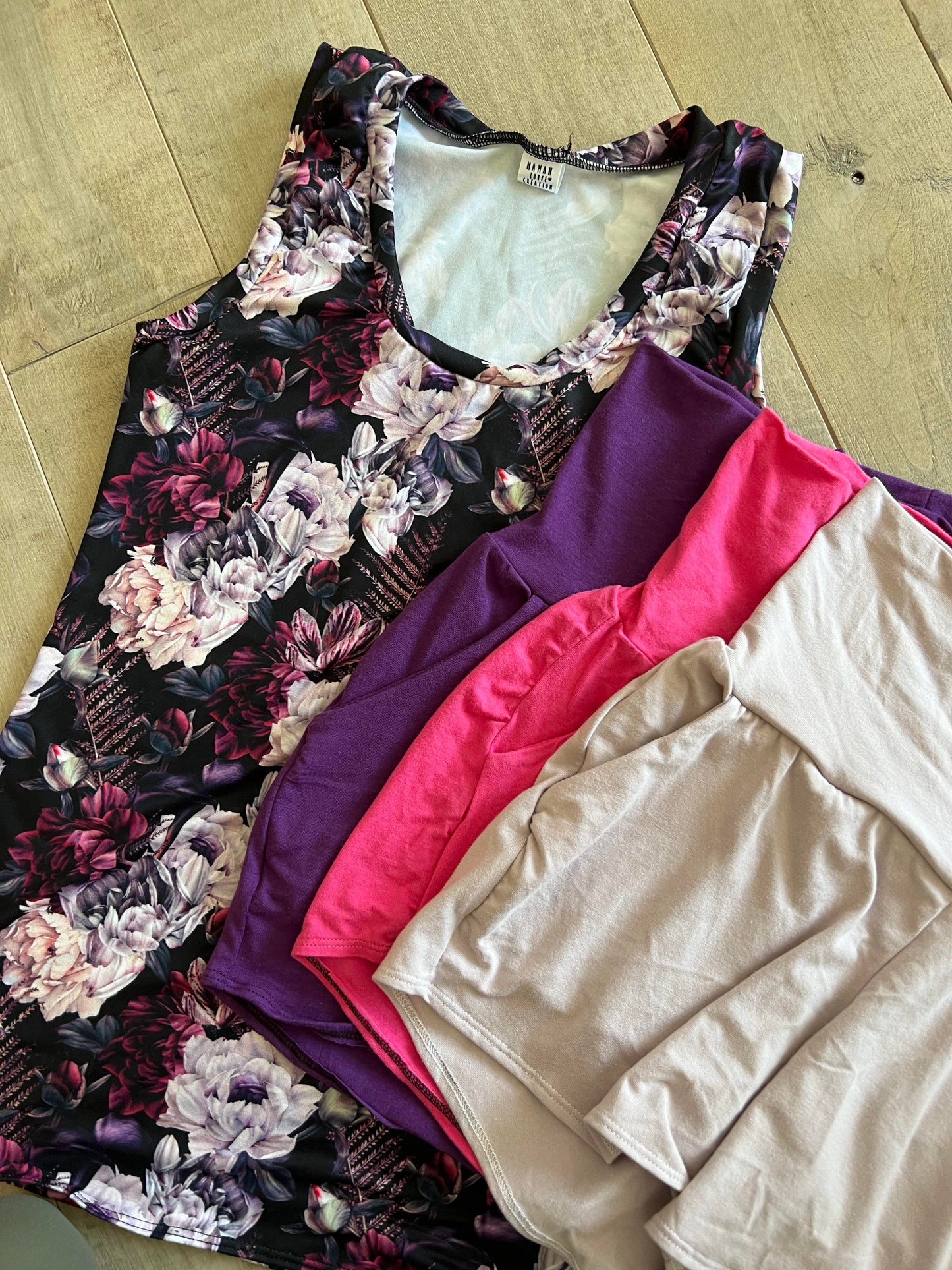 camisole longueur chandail fleuri mauve - Maman louve création