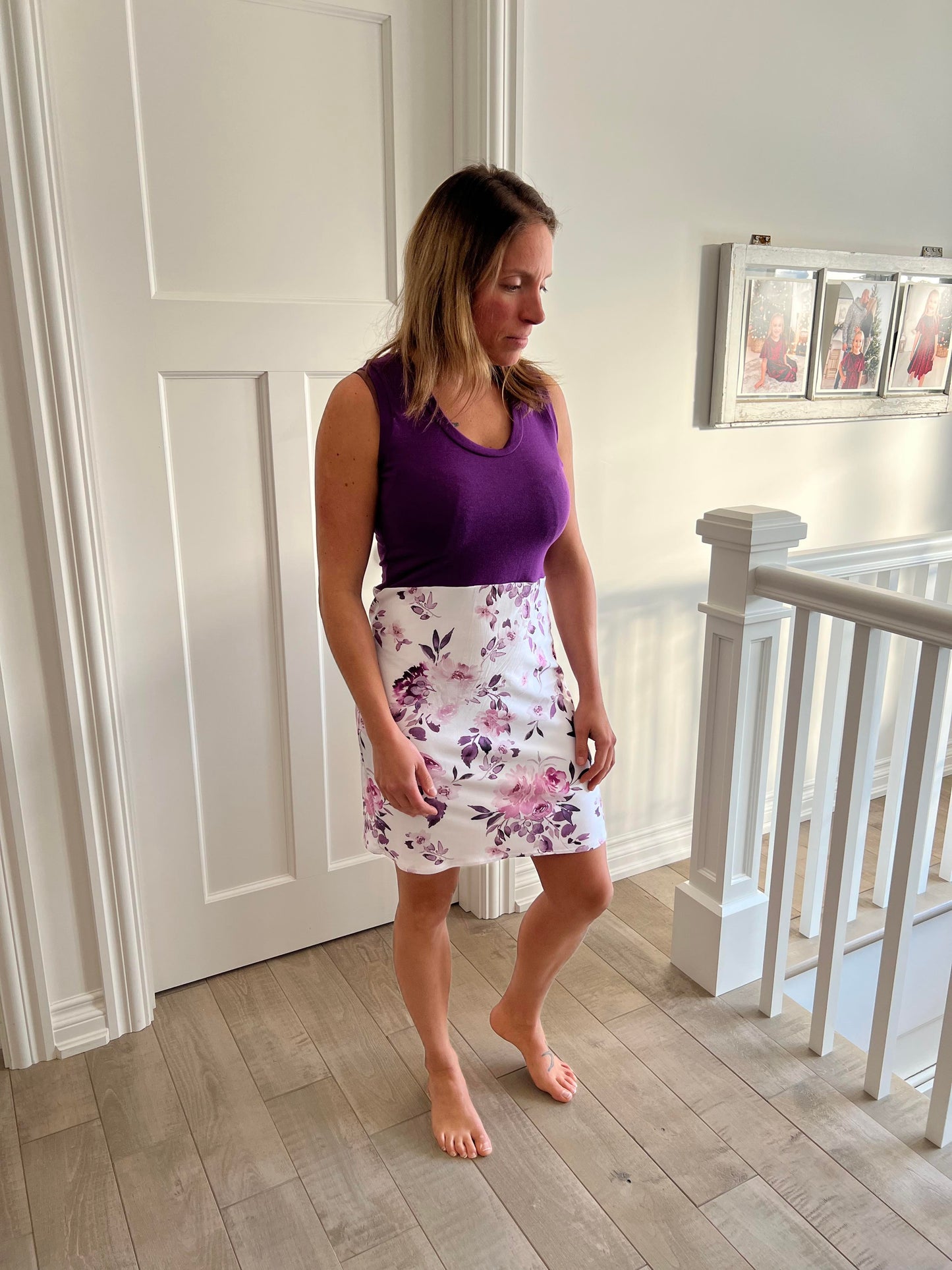 camisole mauve et son fleuri - Maman louve création